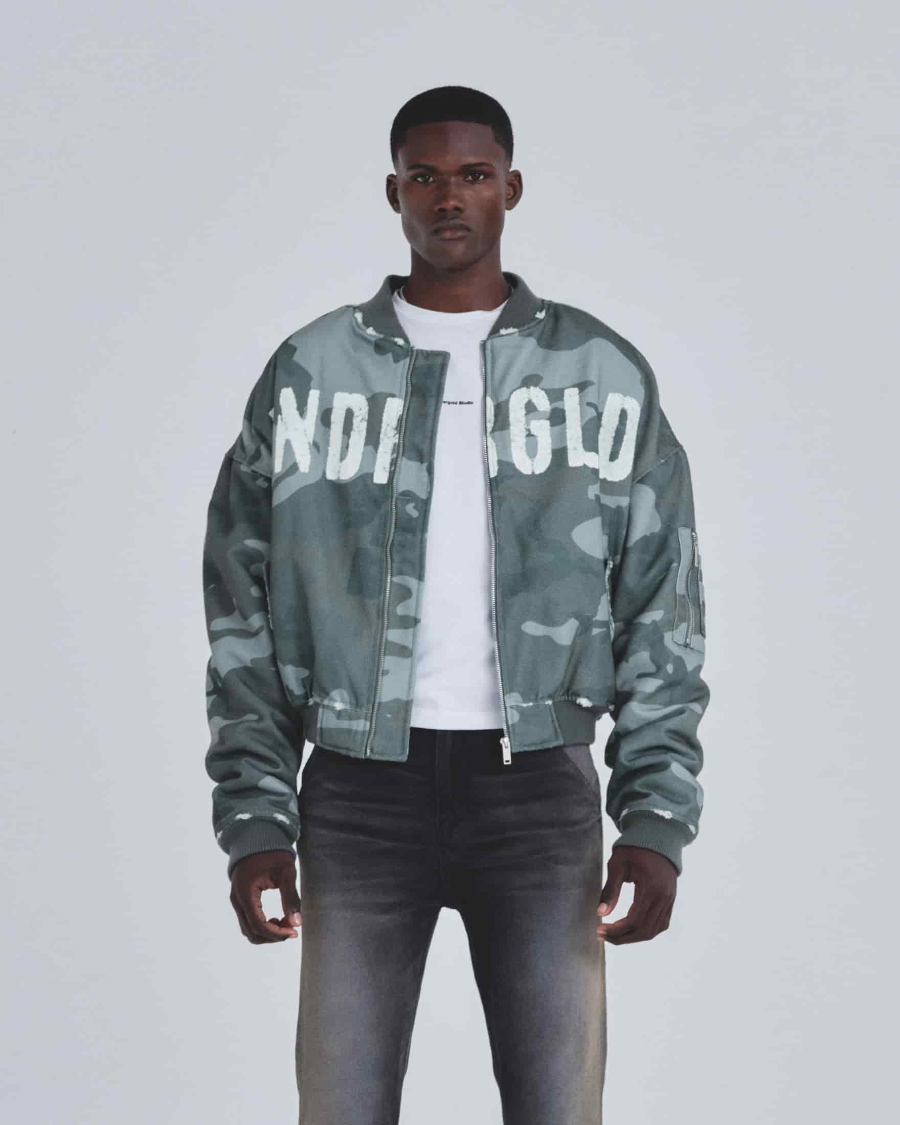 Holy Worn Logo Bomber Jacket Gray Camo - miniatura 2