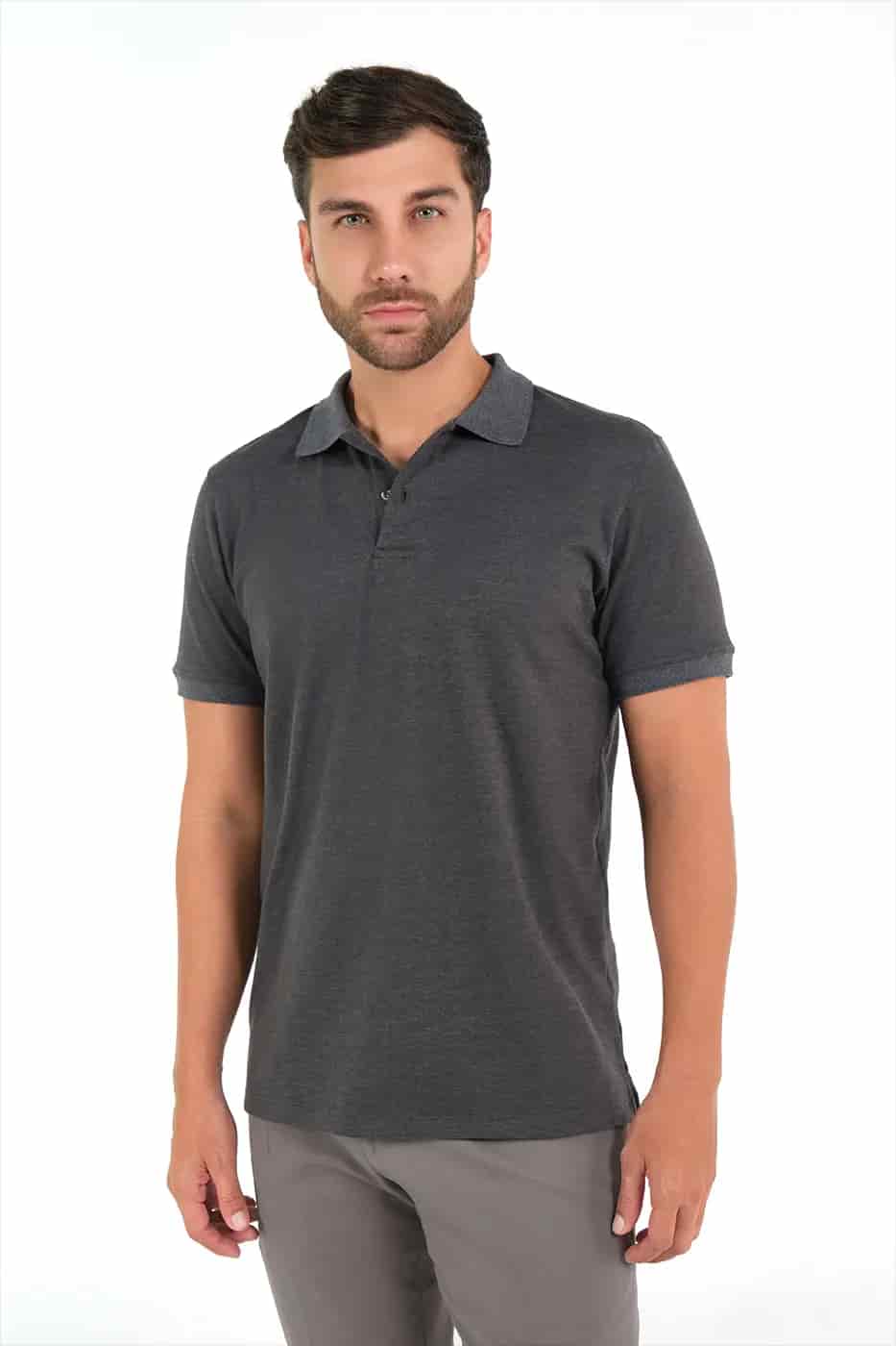 Camiseta Polo 100% Algodón Piqué Gris - miniatura 1