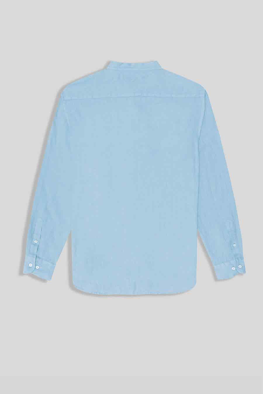 Men's linen shirt mao sky blue - miniatura 4