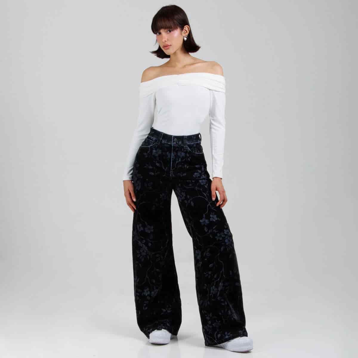 Pantalón Wide Leg Ax-3106 Negro Licrado - miniatura 1