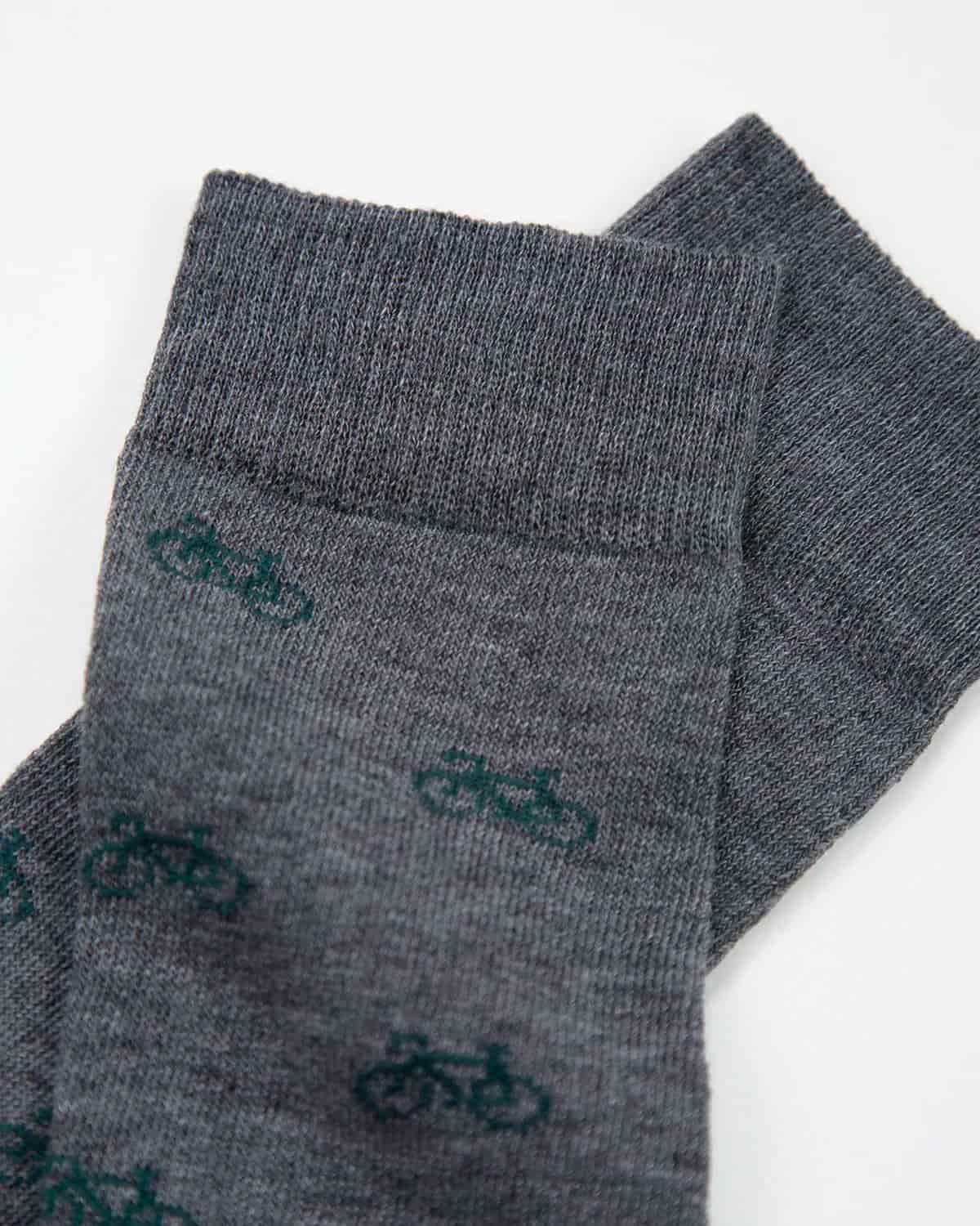 Medias Algodón Estampado Bicicletas Verdes - Fondo Gris - miniatura 2