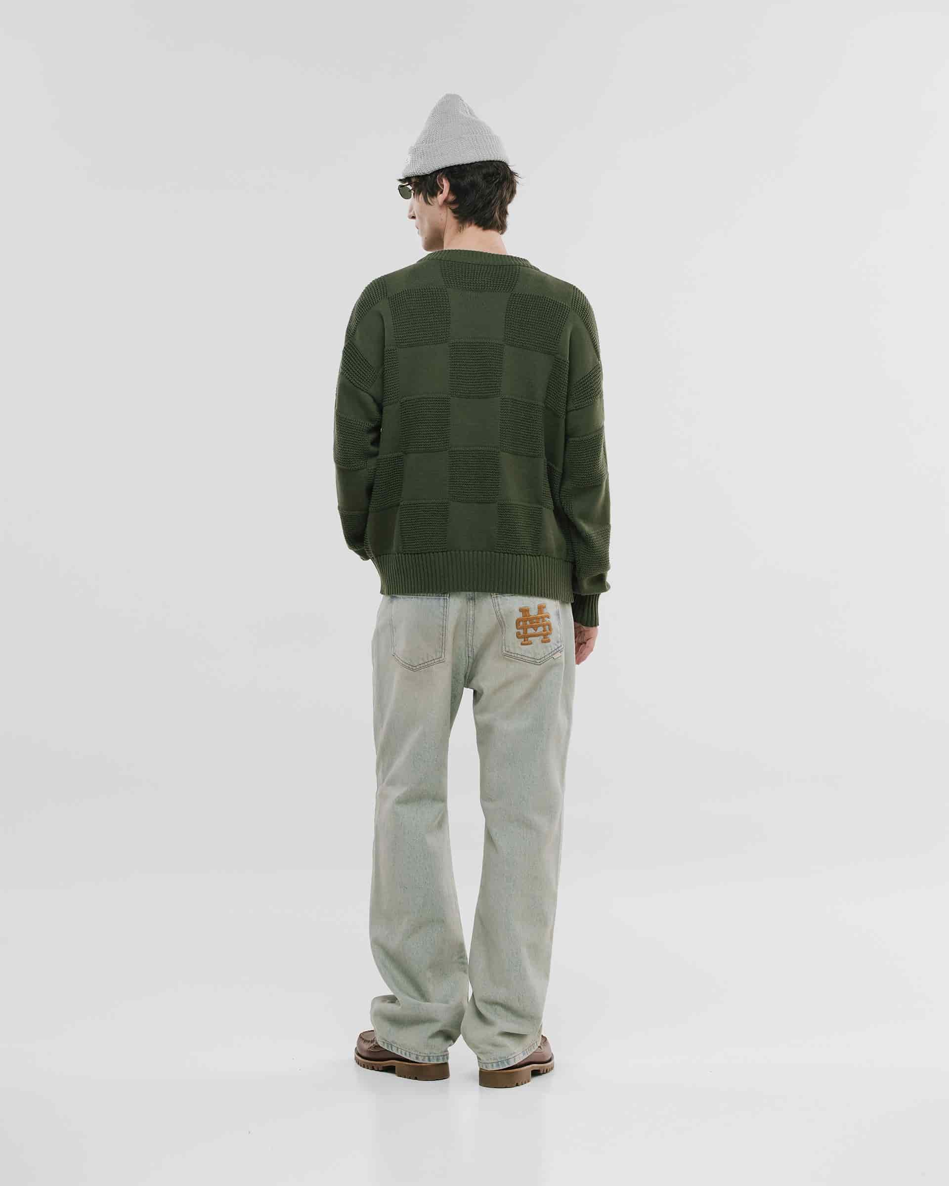 Checkered Knitwear Sweater - Verde Oliva - miniatura 3