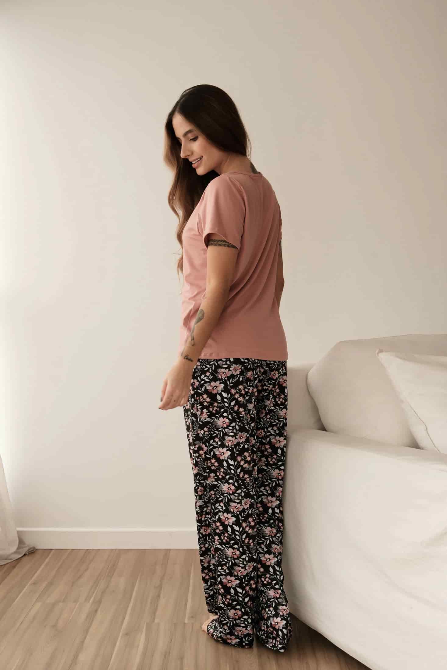 Pijama Pantalon Largo Estampado Negro - miniatura 2
