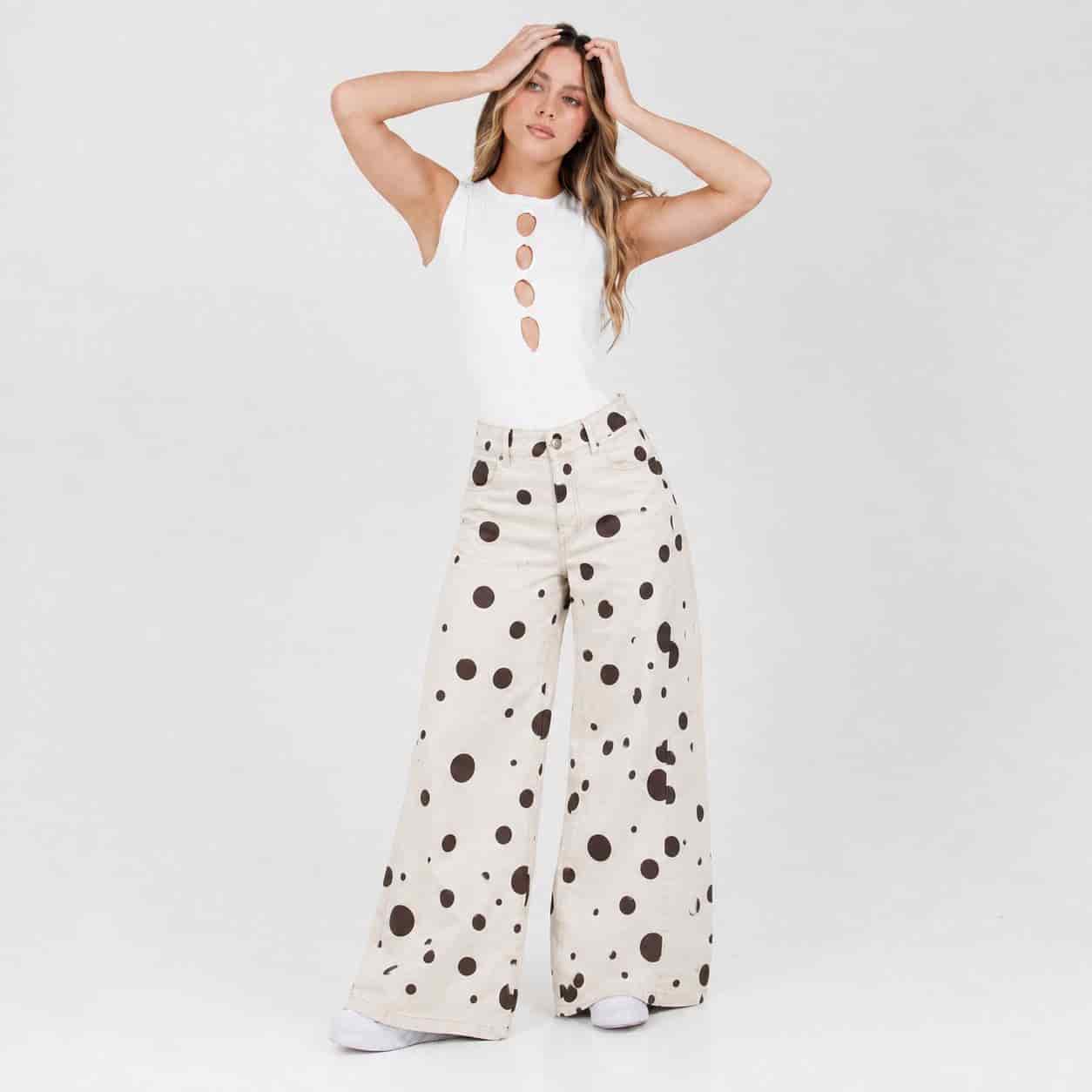 Jean Wide Leg Beige Ax-3176 Rigido Premium - miniatura 1