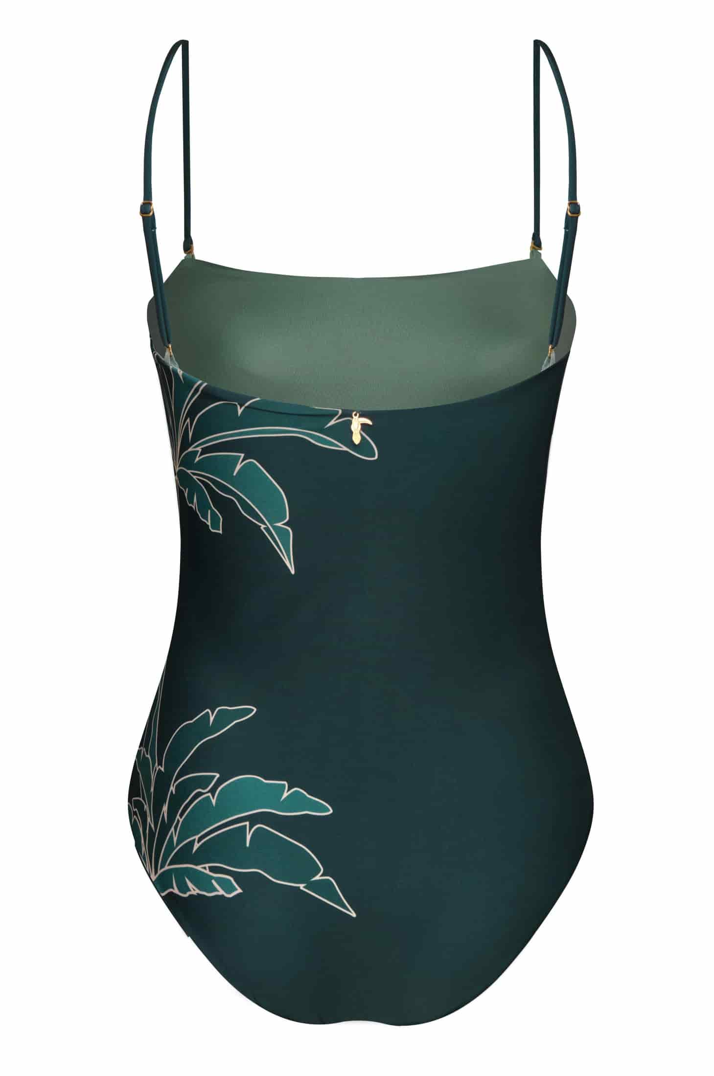 Esteros Hand Embroidered One Piece / Aquamarine Palms - Metallic Mint - miniatura 2