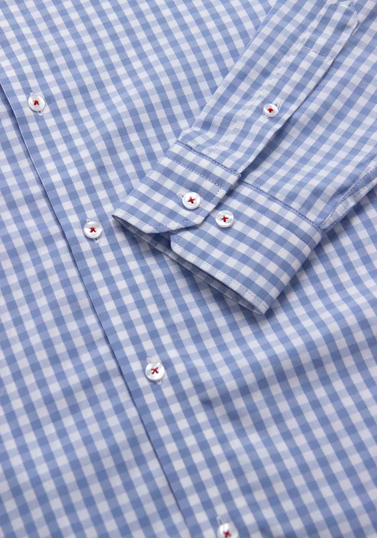 Camisa Cuadro Botón Contraste Algodón Azul Claro - miniatura 3
