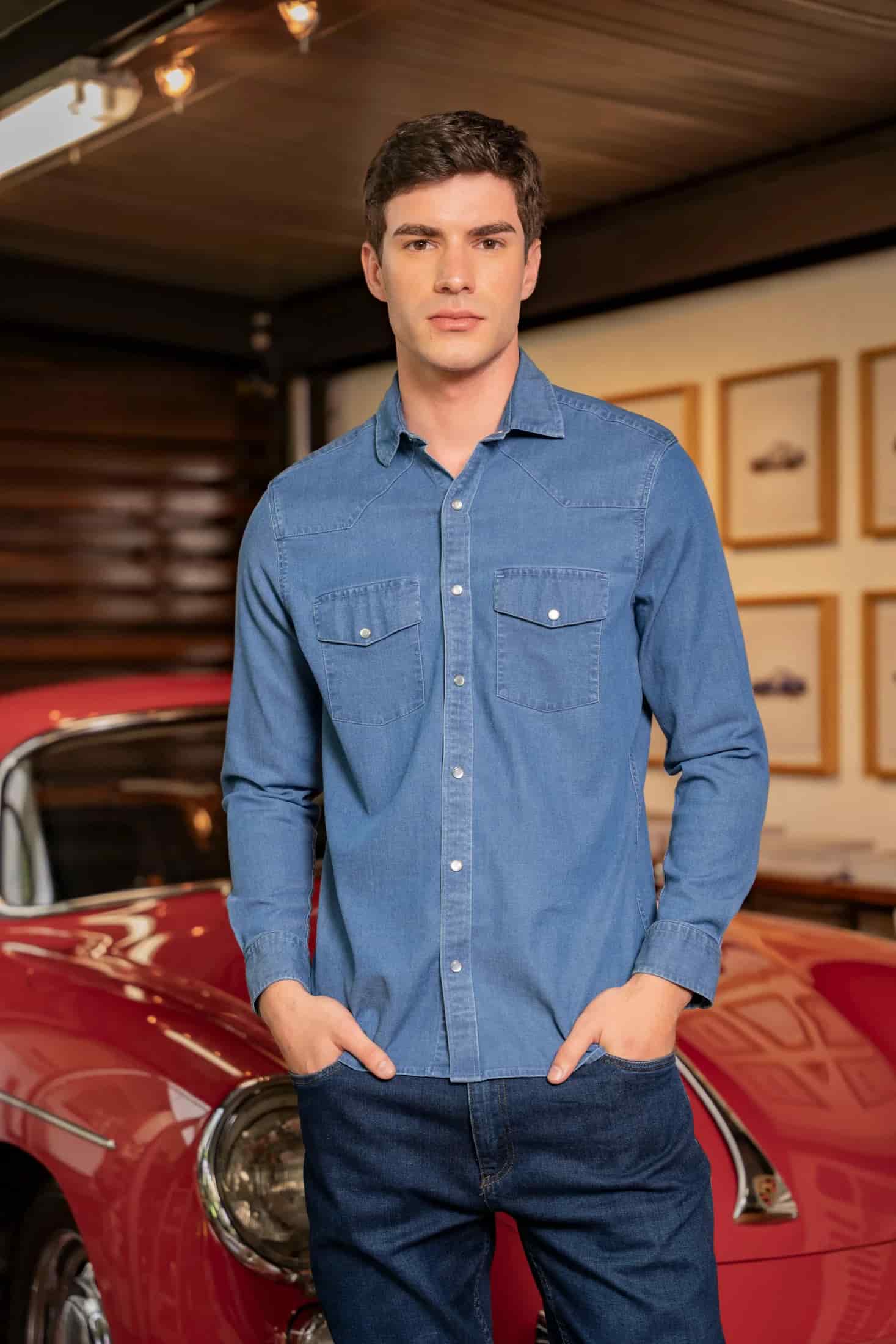Camisa Denim Western Hombre - miniatura 1