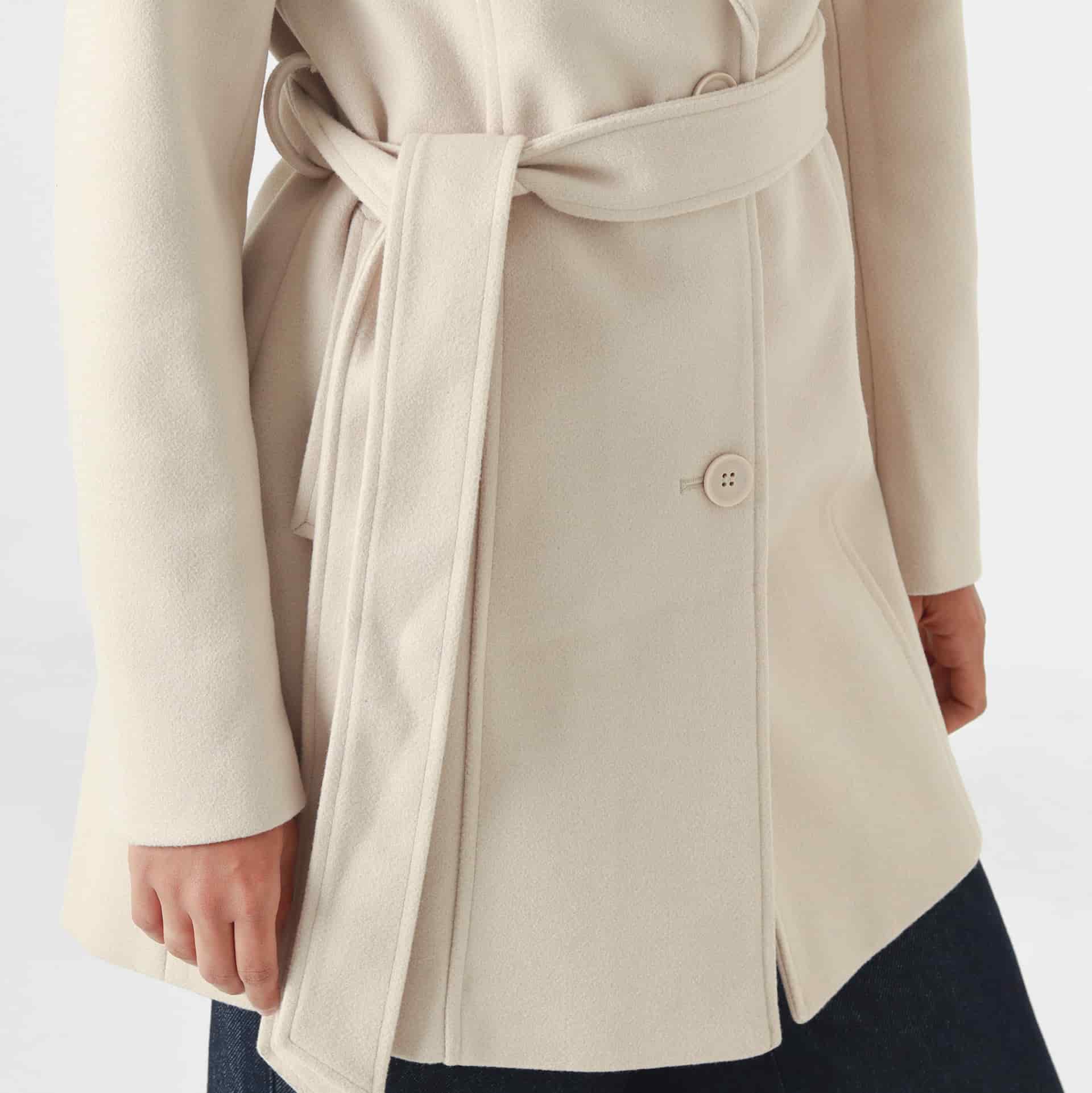 Chaqueta abrigo manga larga cuello solapa con lazo - miniatura 3