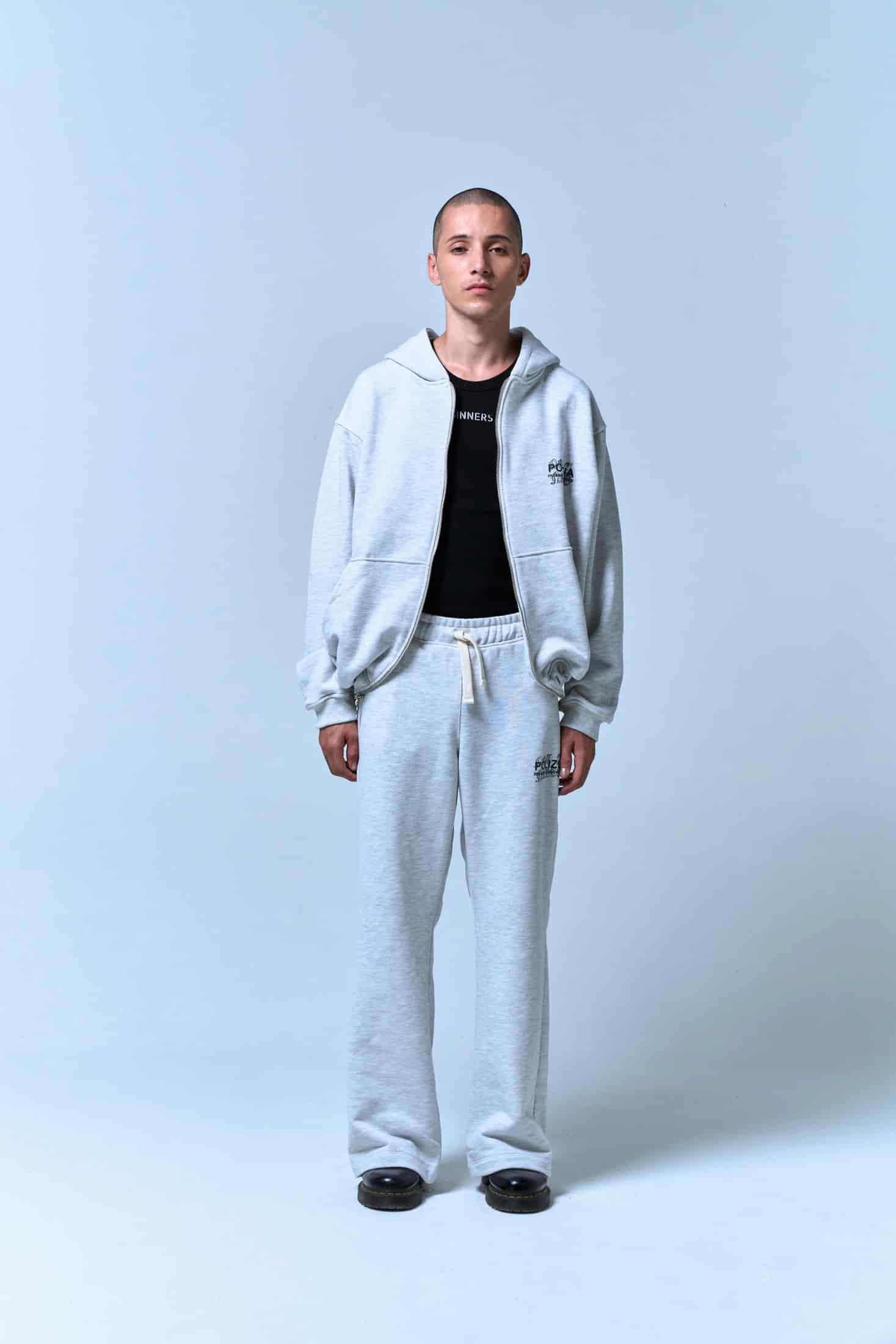 POLIZIA GRAY FLARED SWEATPANTS - miniatura 2