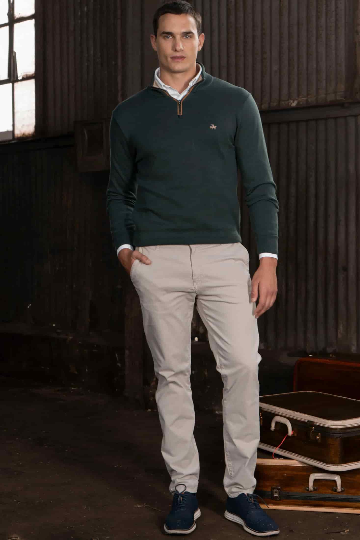 Suéter Halfzip Legacy Hombre Verde - miniatura 4