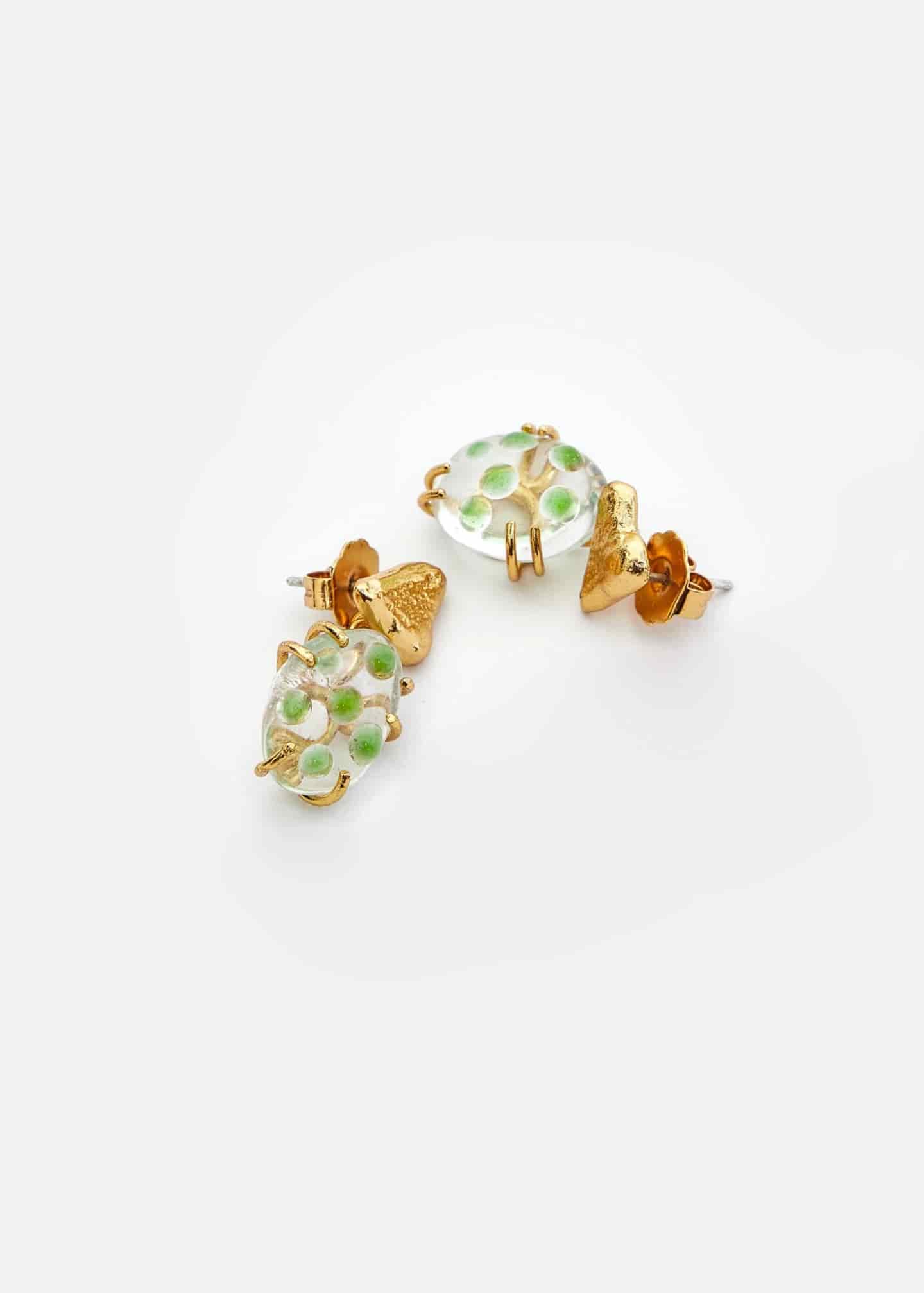 Aretes Mini Cuarzos Pétalos greeny - miniatura 1