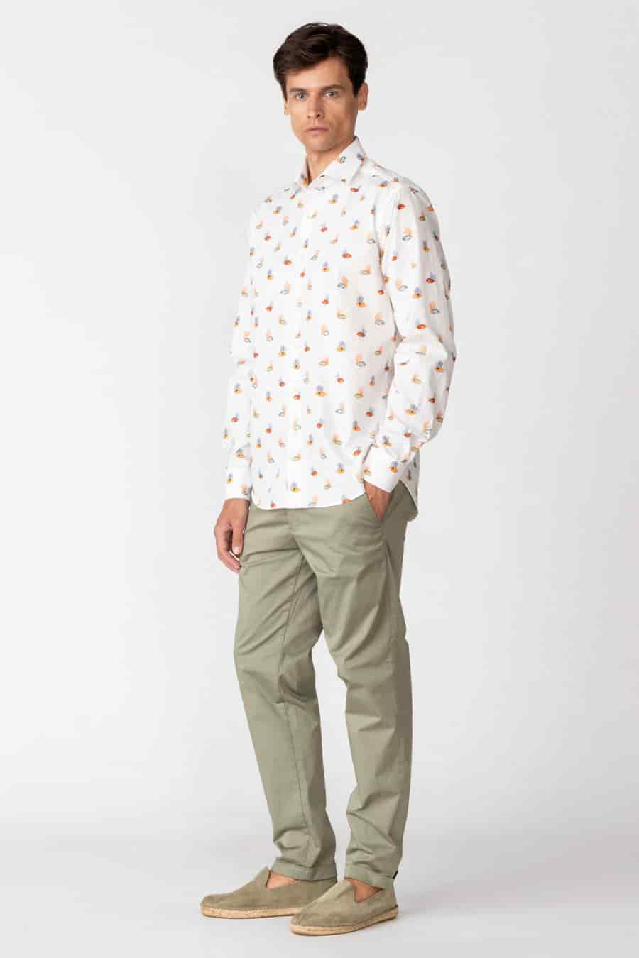 Men's cotton shirt white vanicoro - miniatura 2