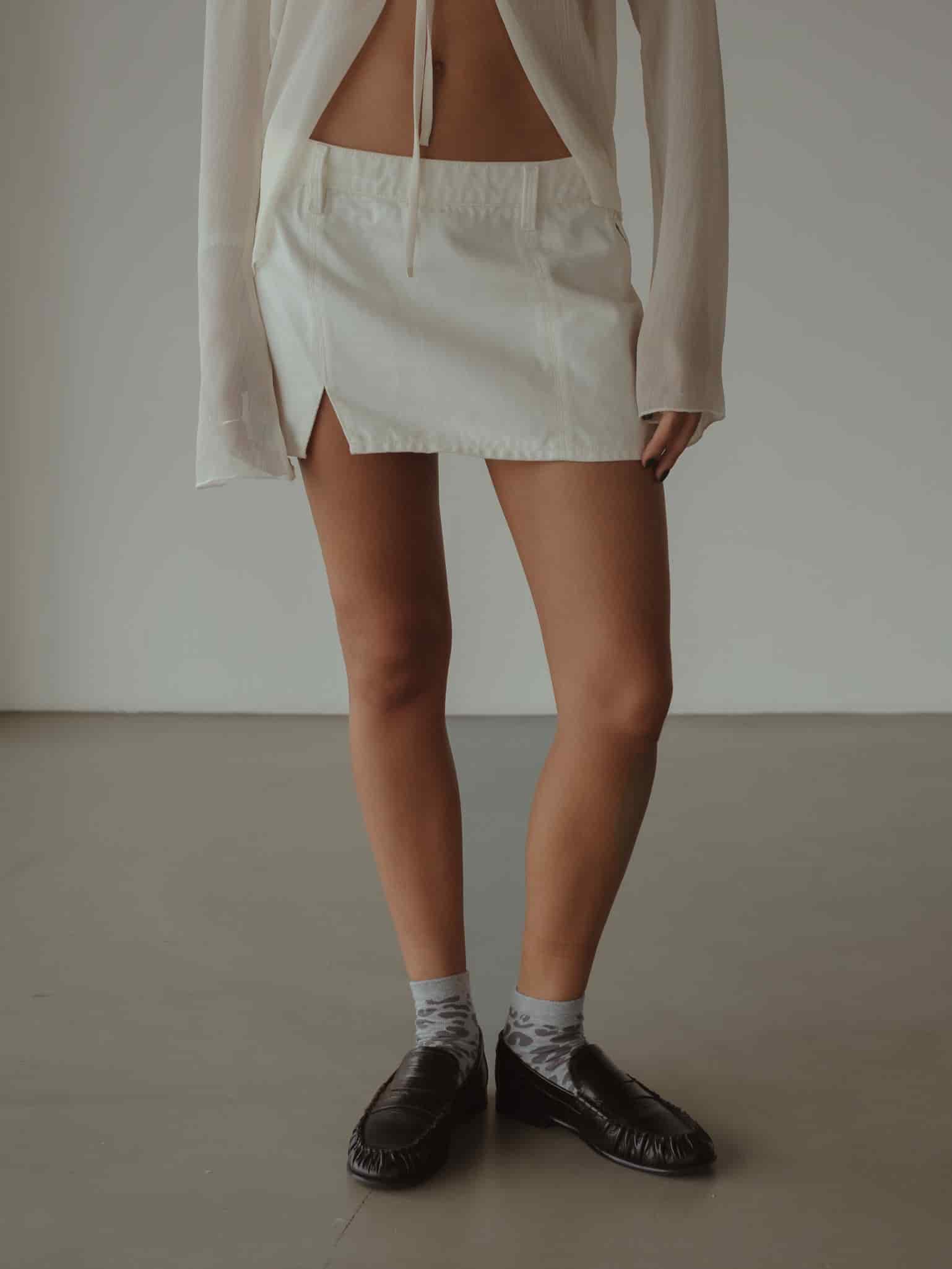 DENIM MINI SKIRT - SOFT WHITE - miniatura 1