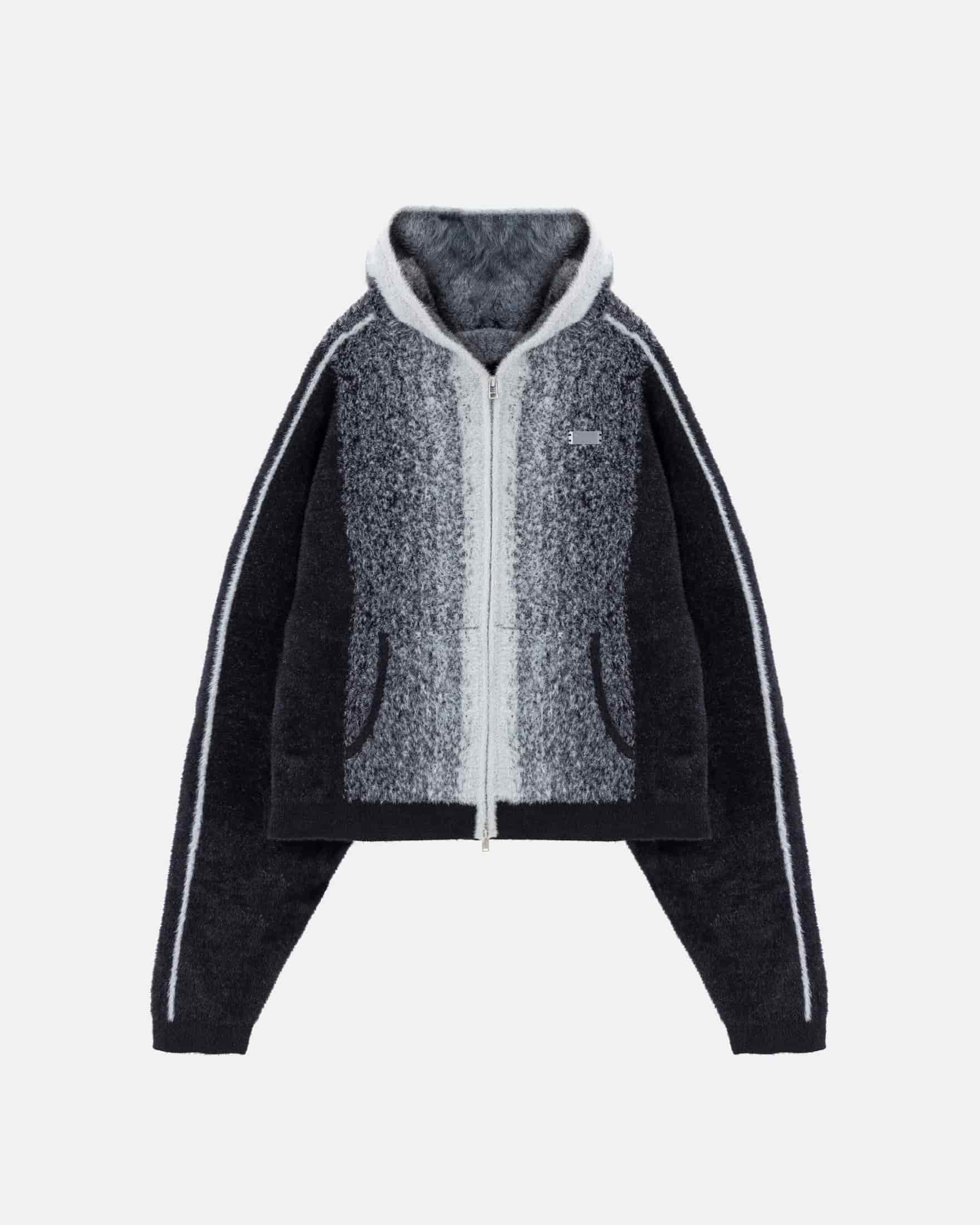 Basics Knit Zip Up Hoodie Bone/Black - miniatura 1