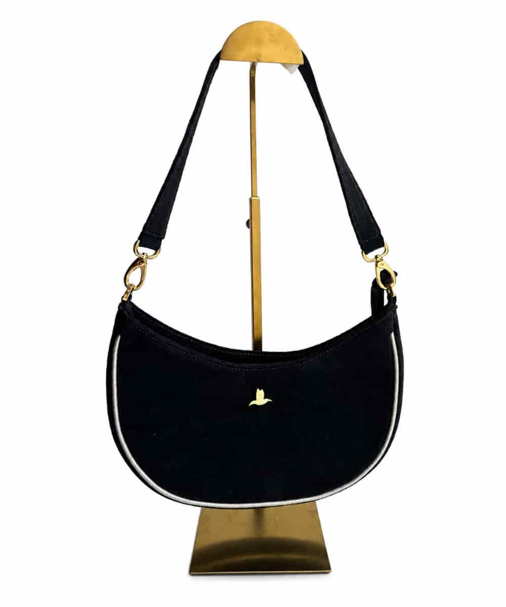 Bolso Hobo Negro Eclipse en Cuero Ante - miniatura 1