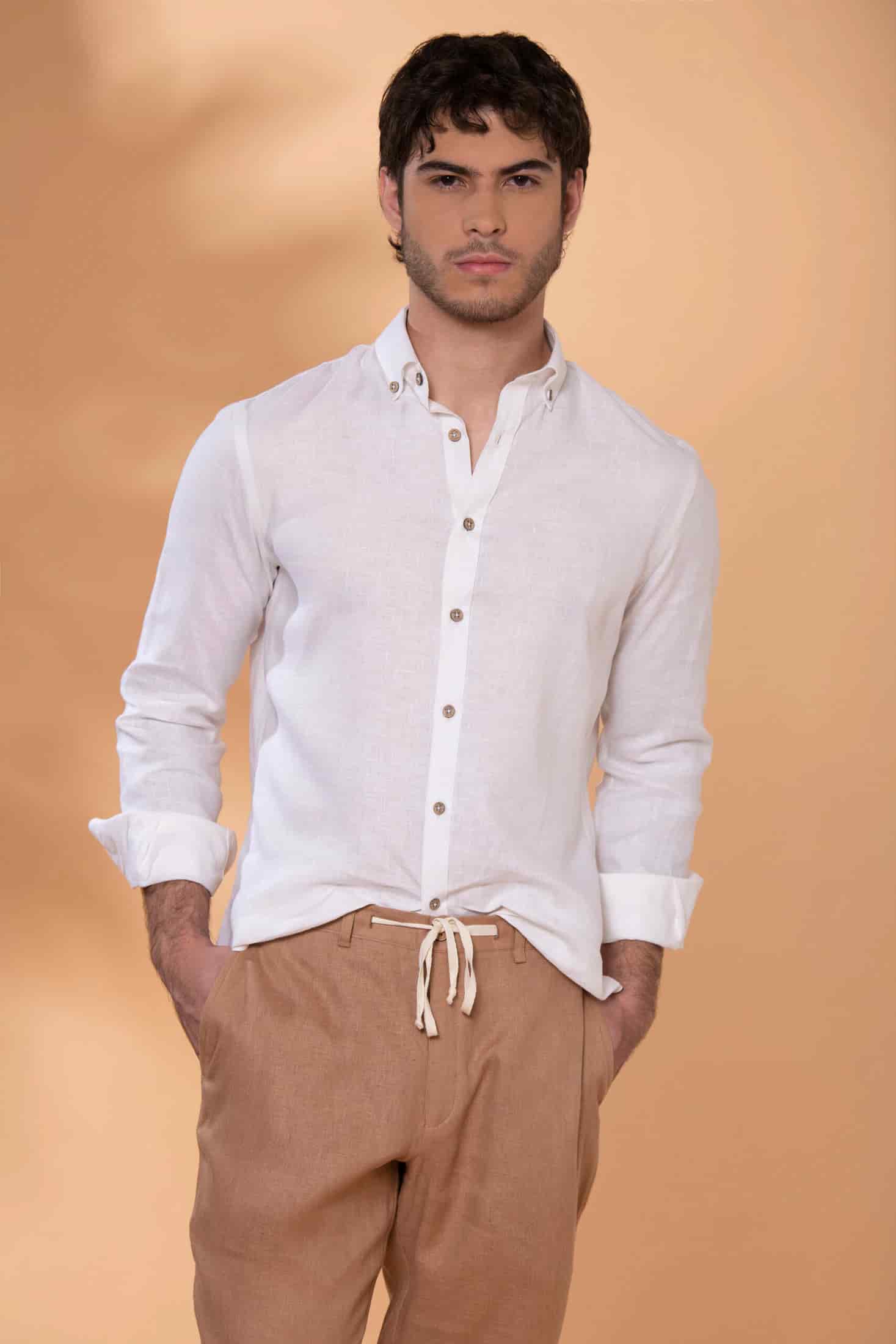 Camisa Sirocco Lino Beige - miniatura 5
