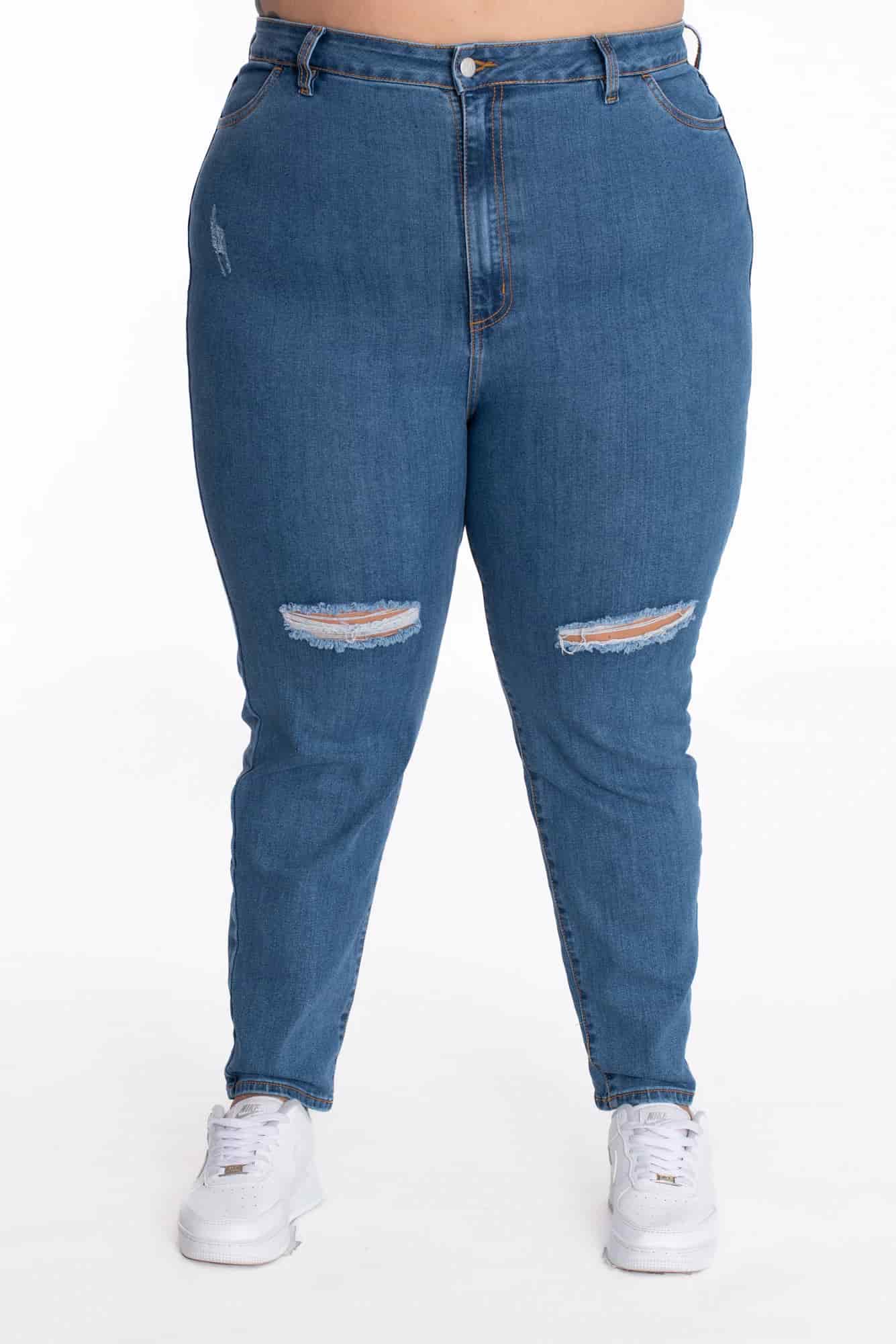 Jean Skinny Azul Medio Roto 407 - miniatura 3
