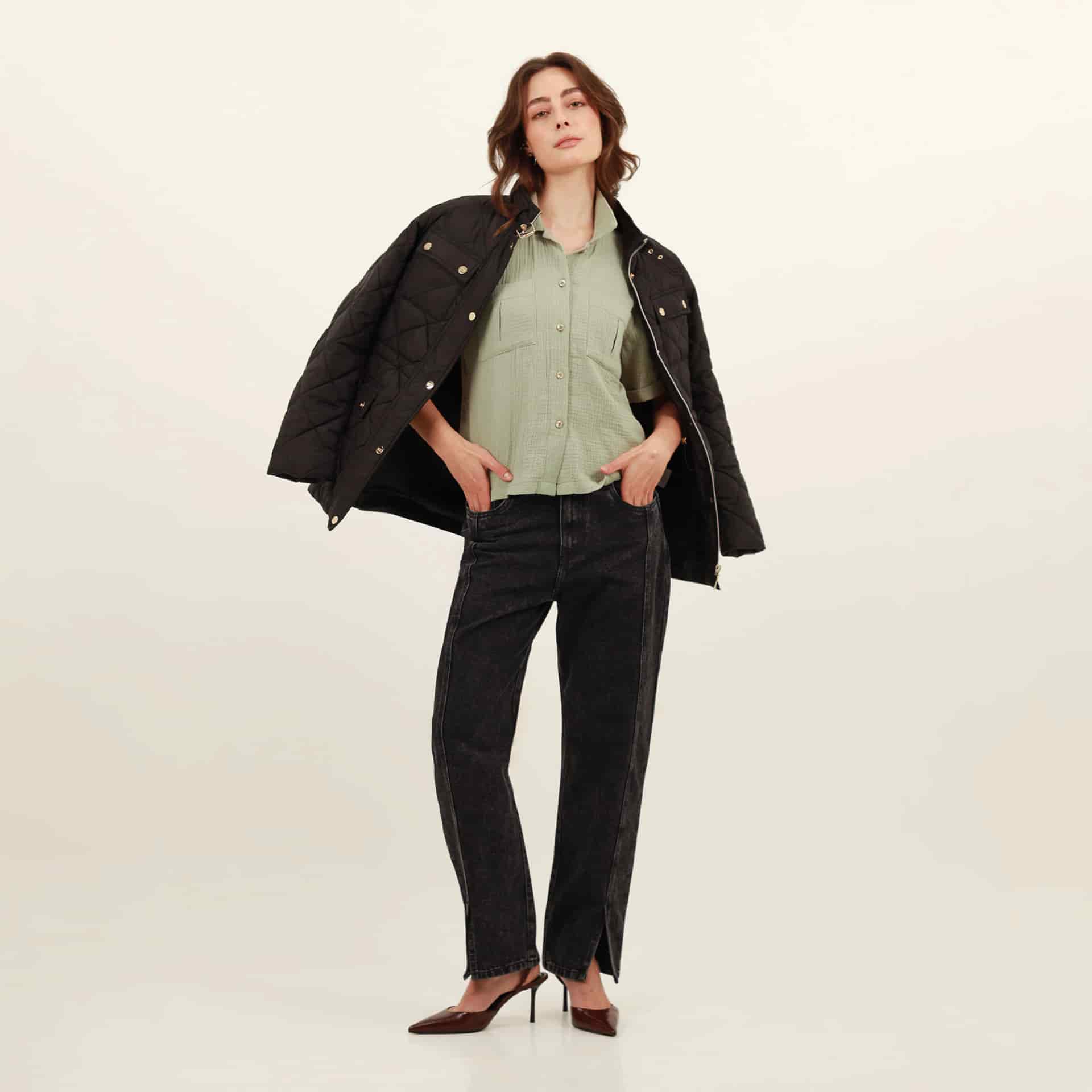 Chaqueta larga acolchada con ajuste en cintura - miniatura 8