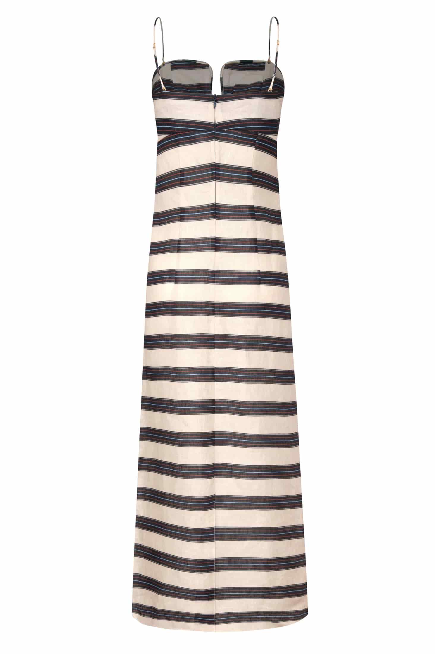 Antonia Linen Midi Dress / Navy Stripes - miniatura 3