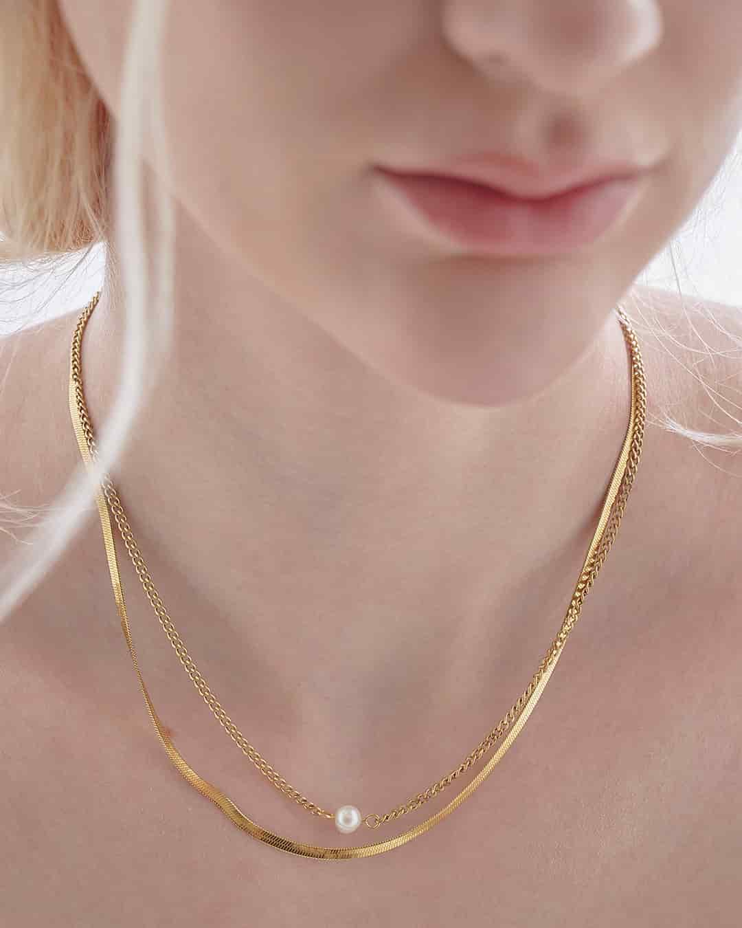 Collar Doble Oro Perla - miniatura 1