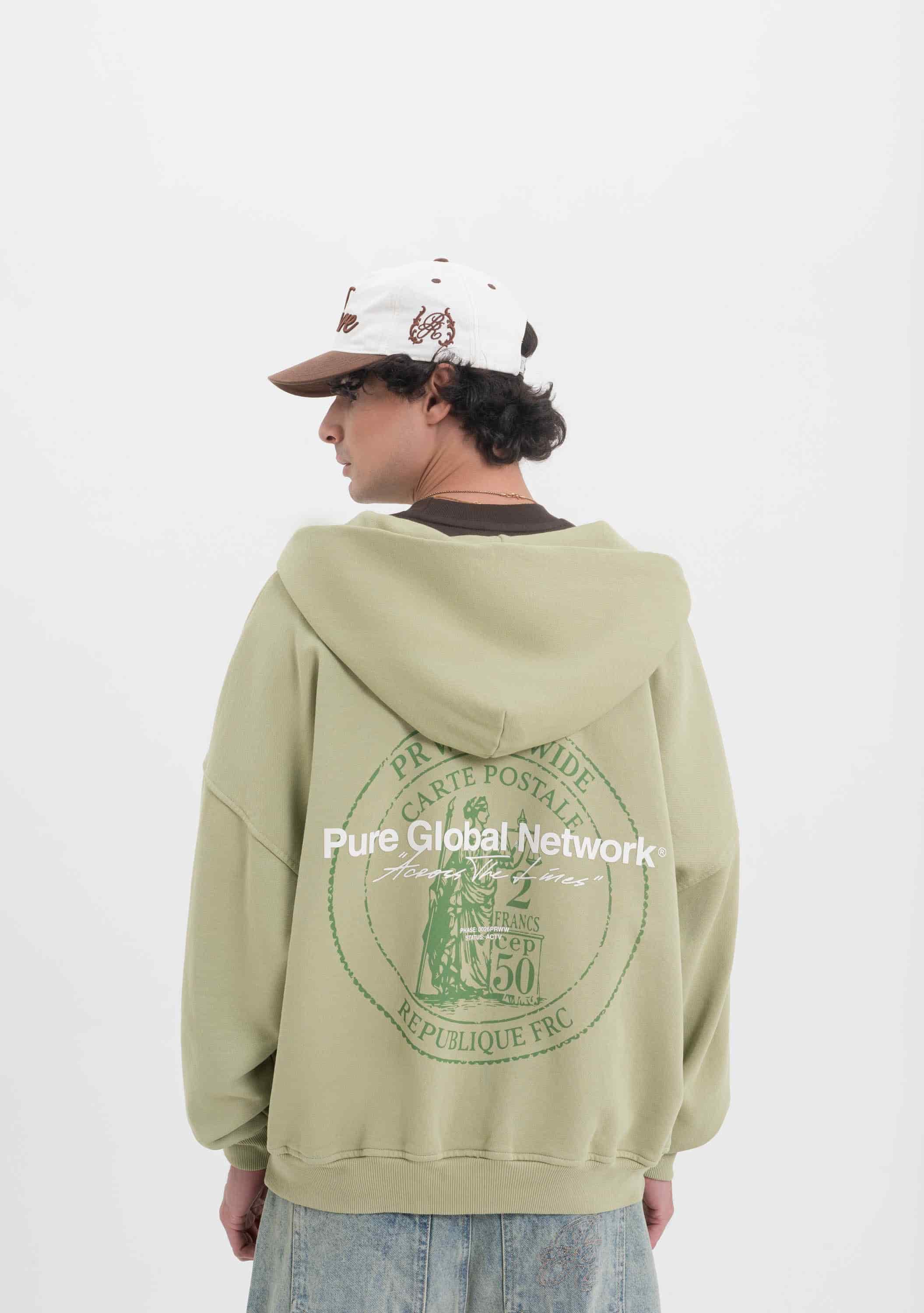 Across The Lines Green Zip Hoodie - miniatura 3