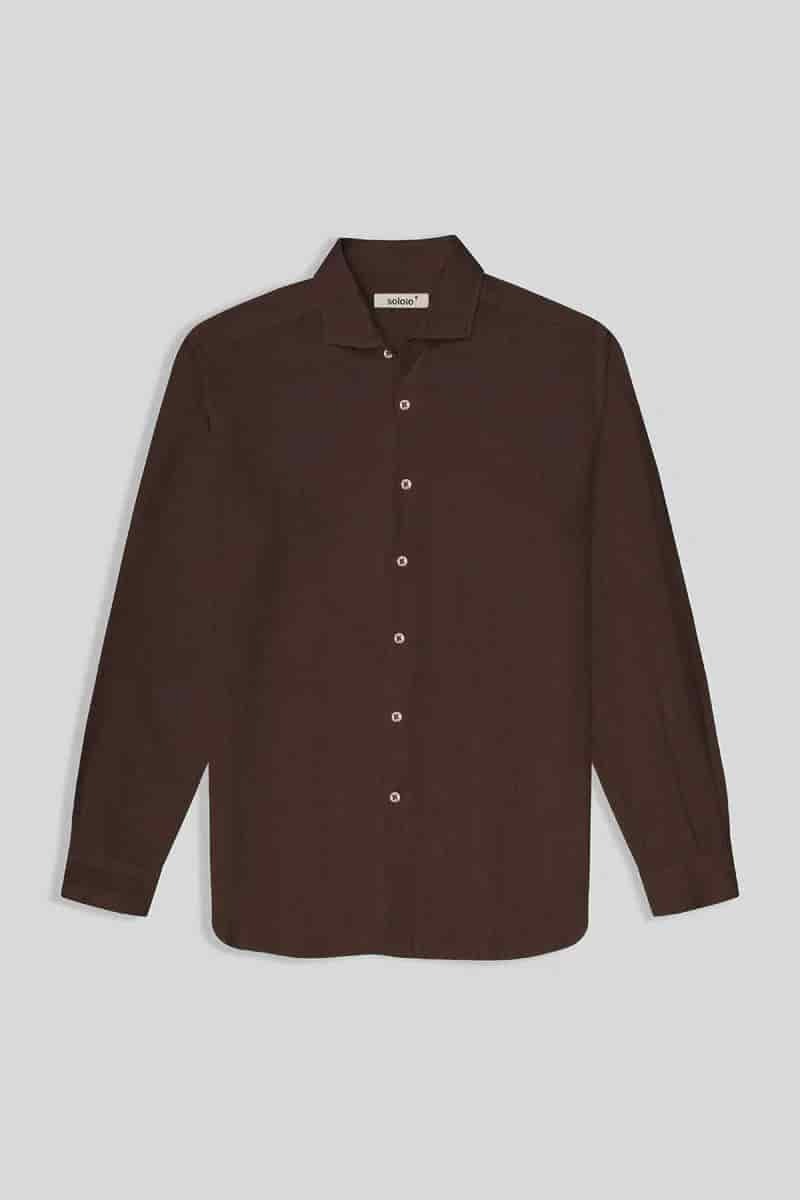 Men's linen shirt deeptaupe - miniatura 1