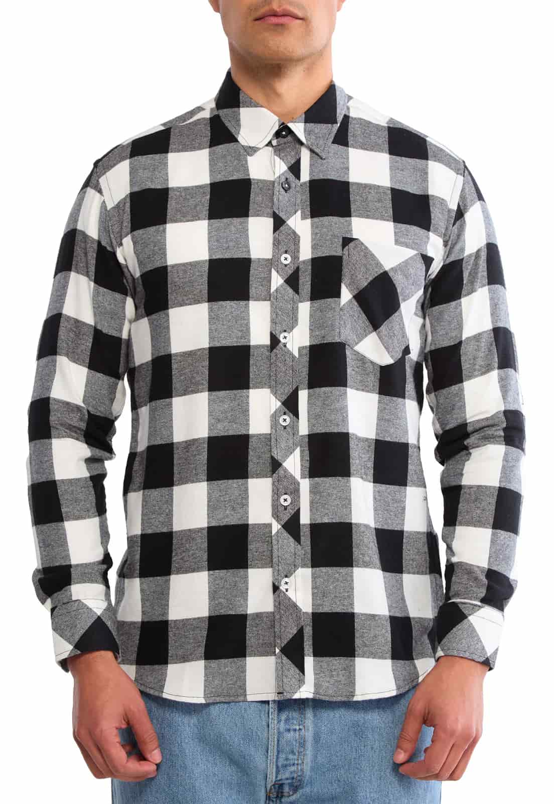 Camisa leñadora blanco con negro - miniatura 9