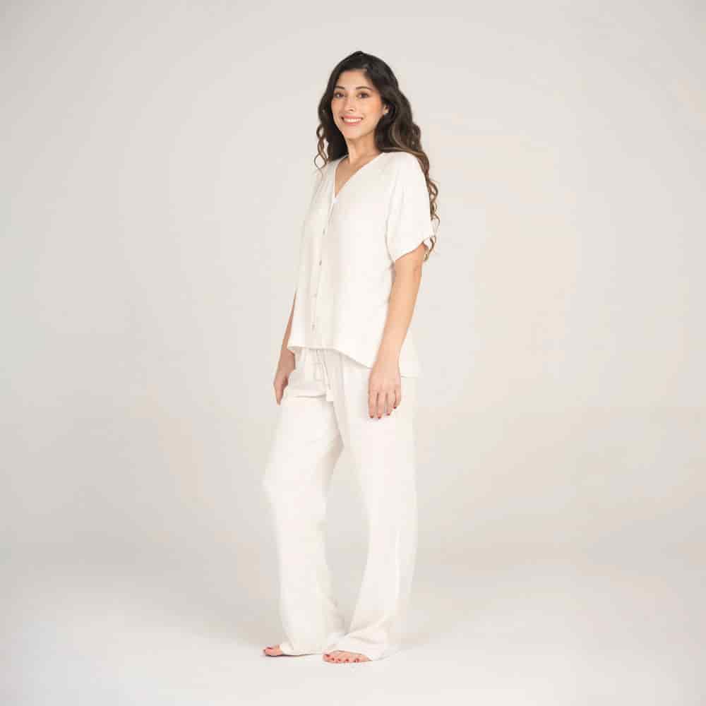 Conjunto de Pijama Pantalón Largo Lino. - miniatura 2
