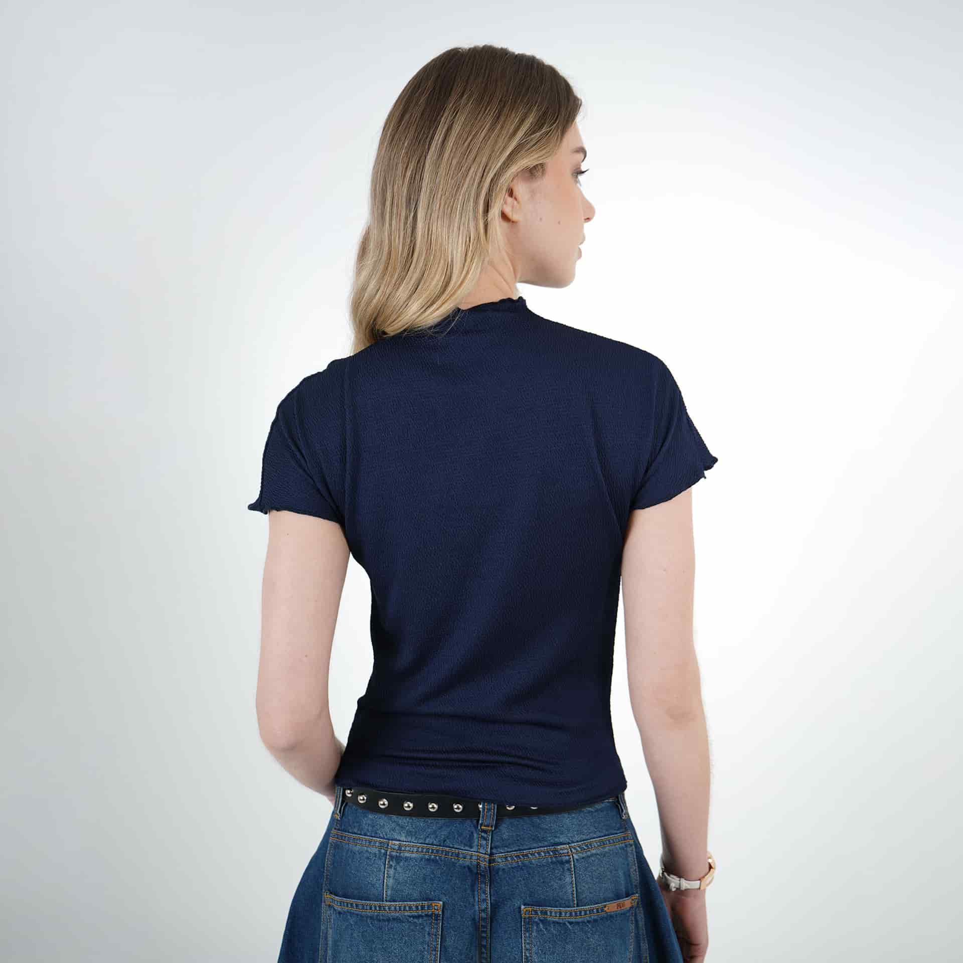 Camiseta tejida cuello alto manga corta entallada - miniatura 9