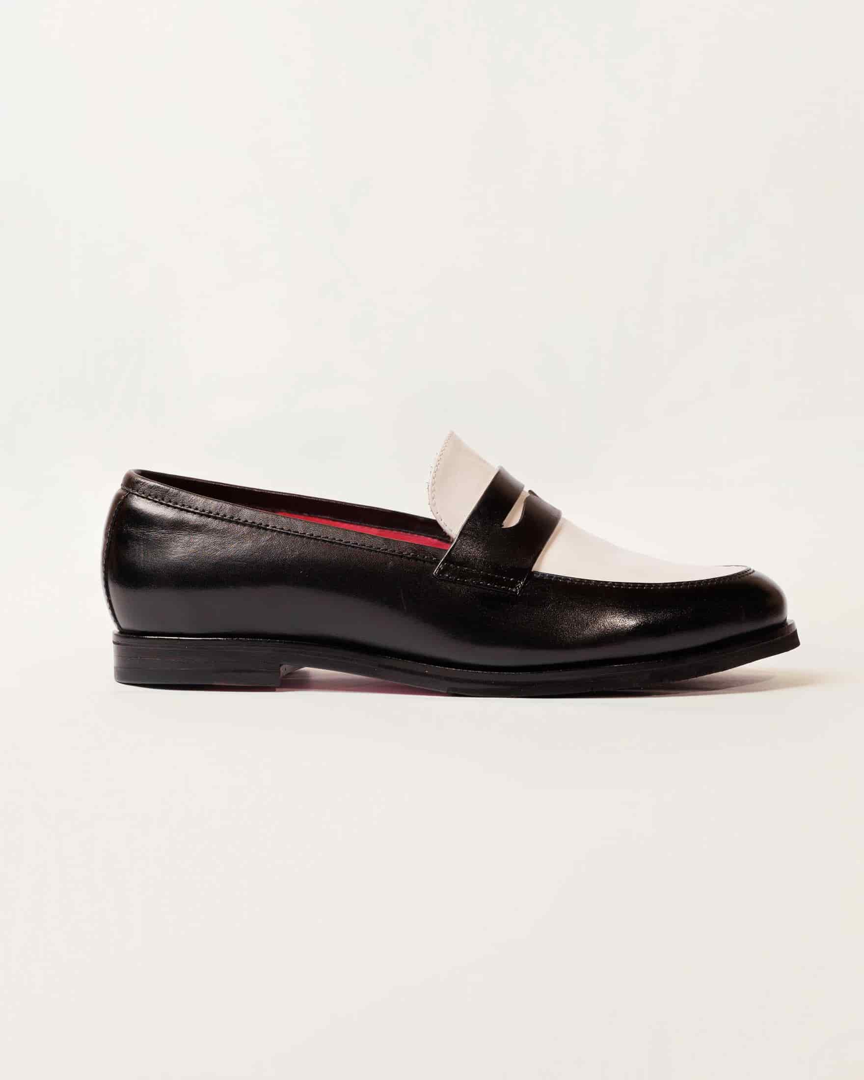 Mocasín Alessa Negro-Blanco Suela Clásica - miniatura 1