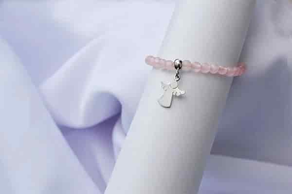 Pulsera Cuarzo Rosa dije ángel Mini - miniatura 3