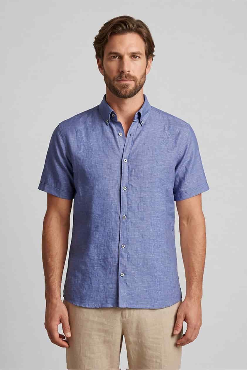 Camisa en lino manga corta para hombre Jon Sonen 017225036 - miniatura 3