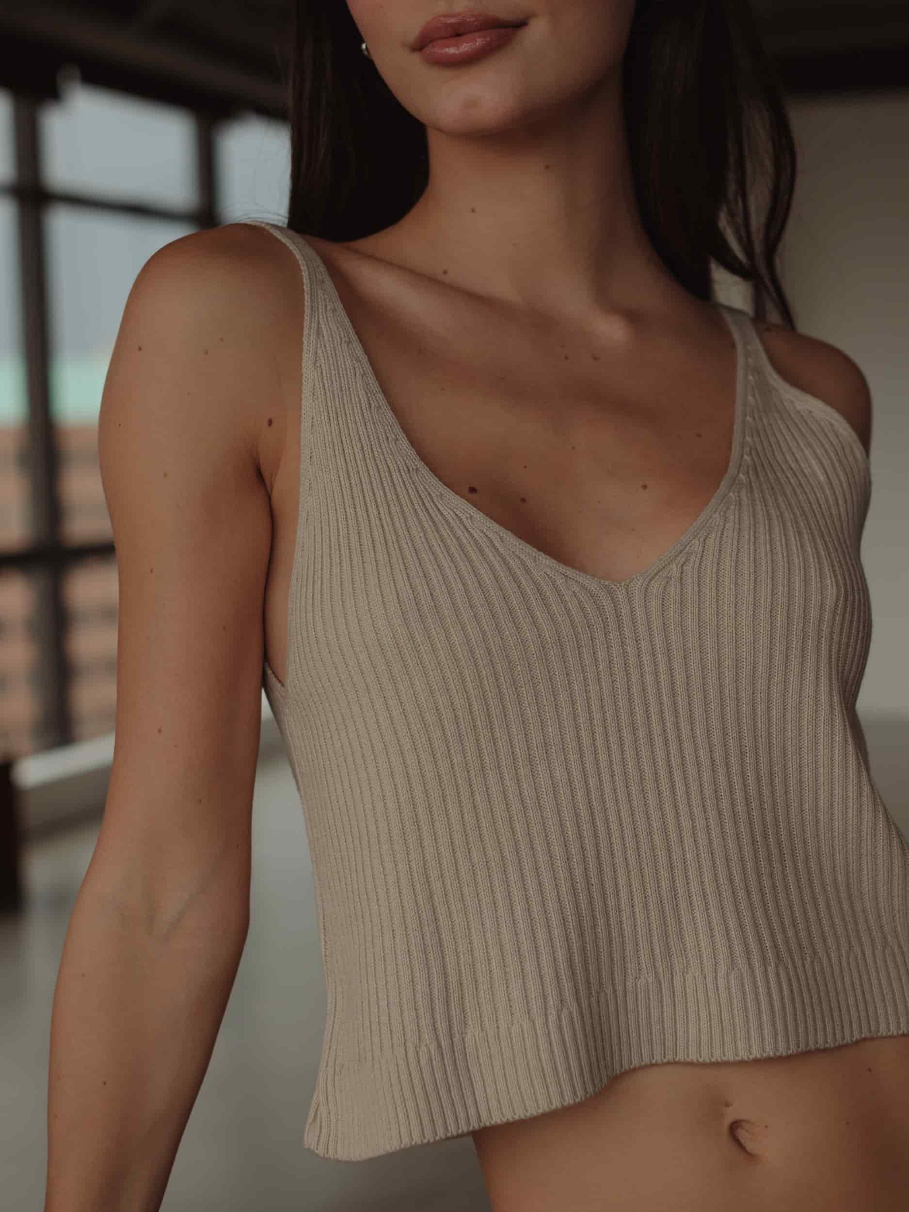 BASIC KNIT TANK TOP - NATURAL - miniatura 1