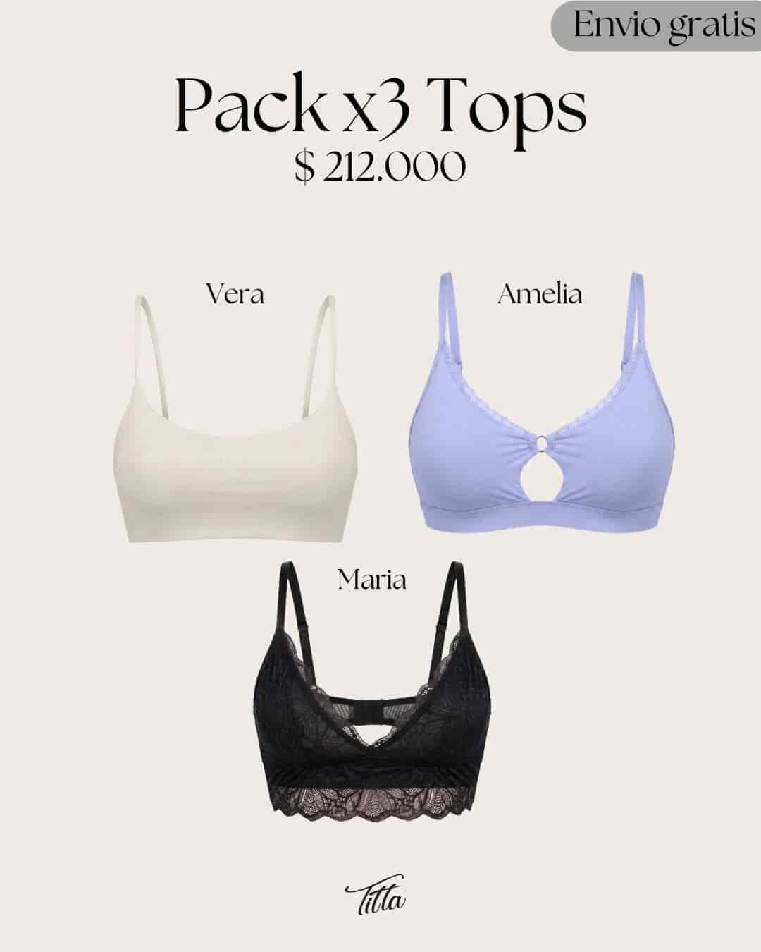 Pack x 3 Tops sin Varillas + Envio gratis - miniatura 1