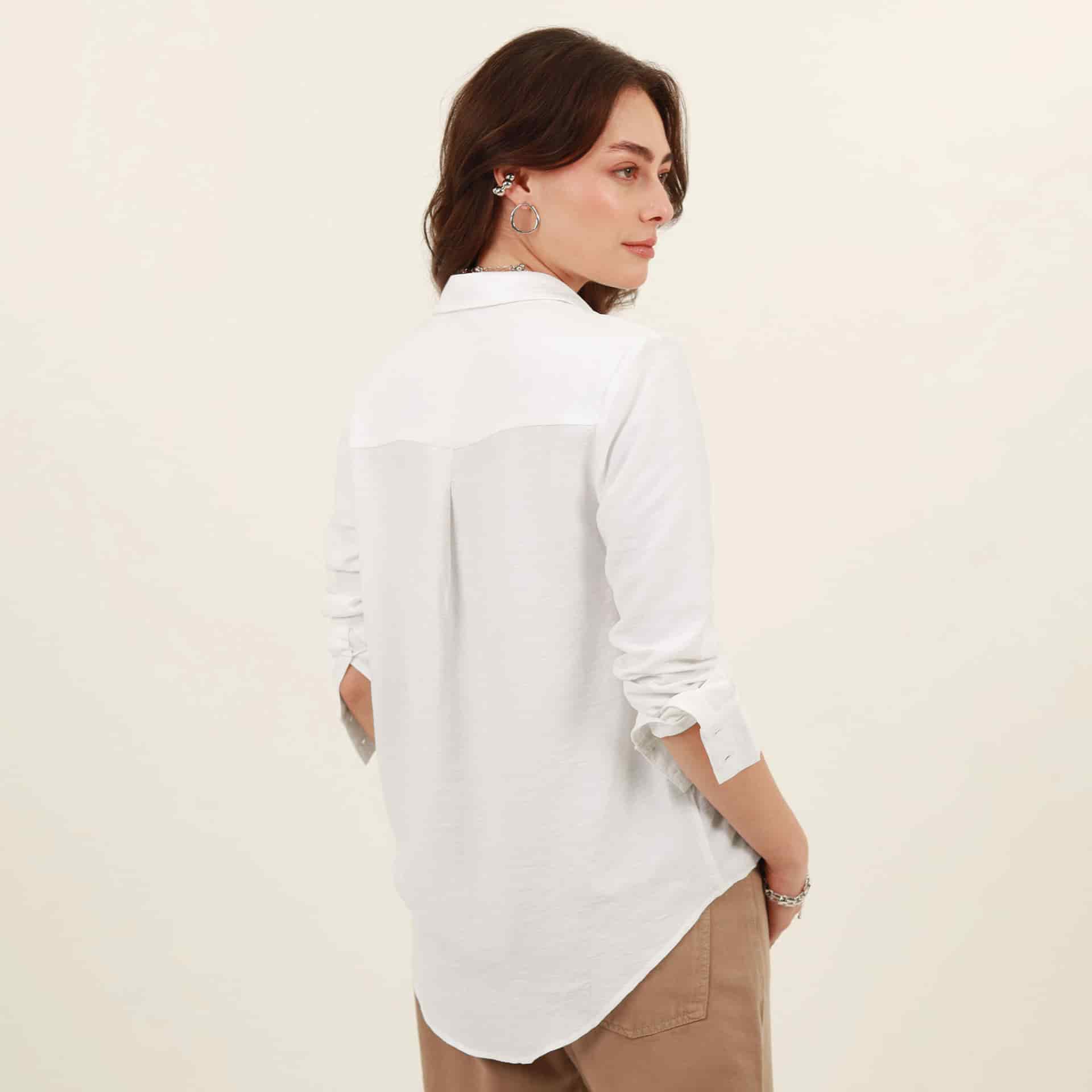 Camisa larga manga larga con tapabotones - miniatura 10
