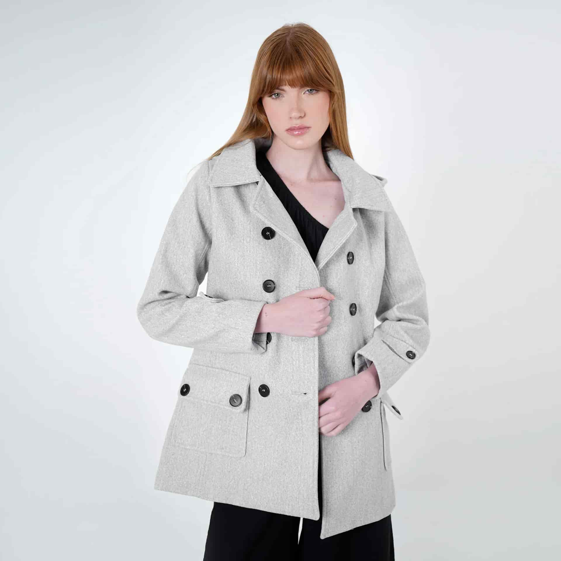 Chaqueta abrigo trench cruzado cuello solapa con capucha - miniatura 8