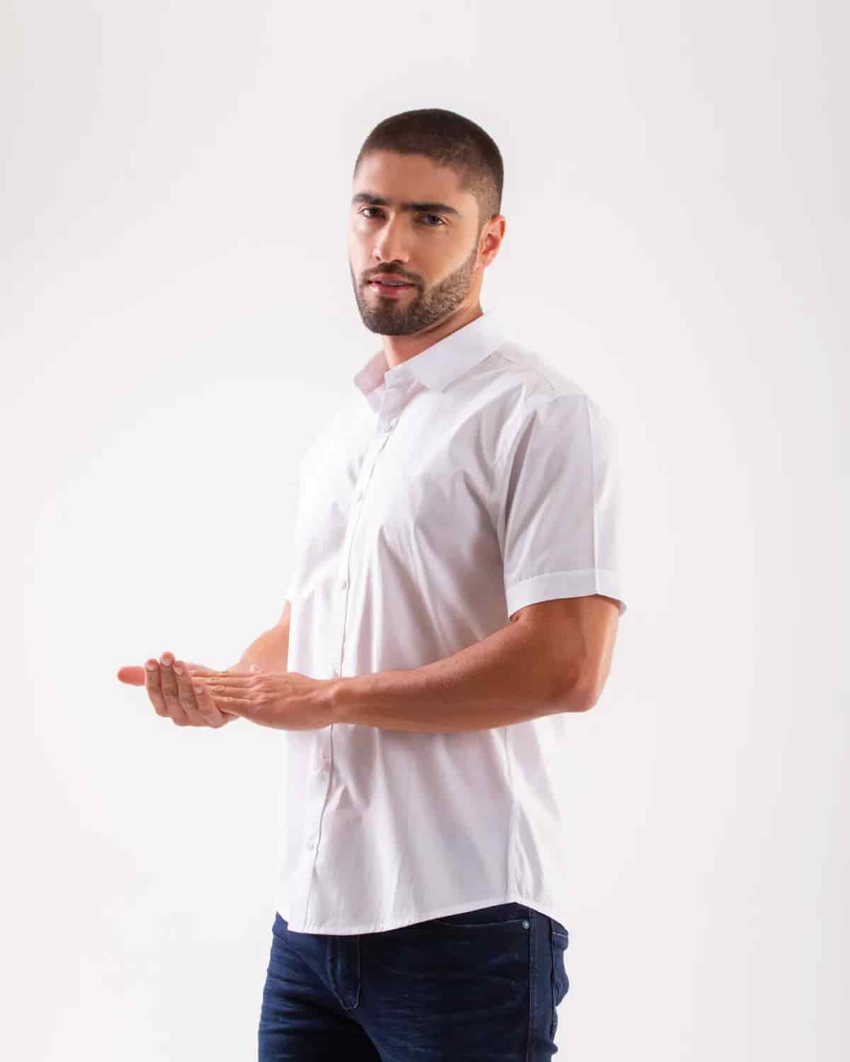 Camisa blanca manga corta para hombre - miniatura 58