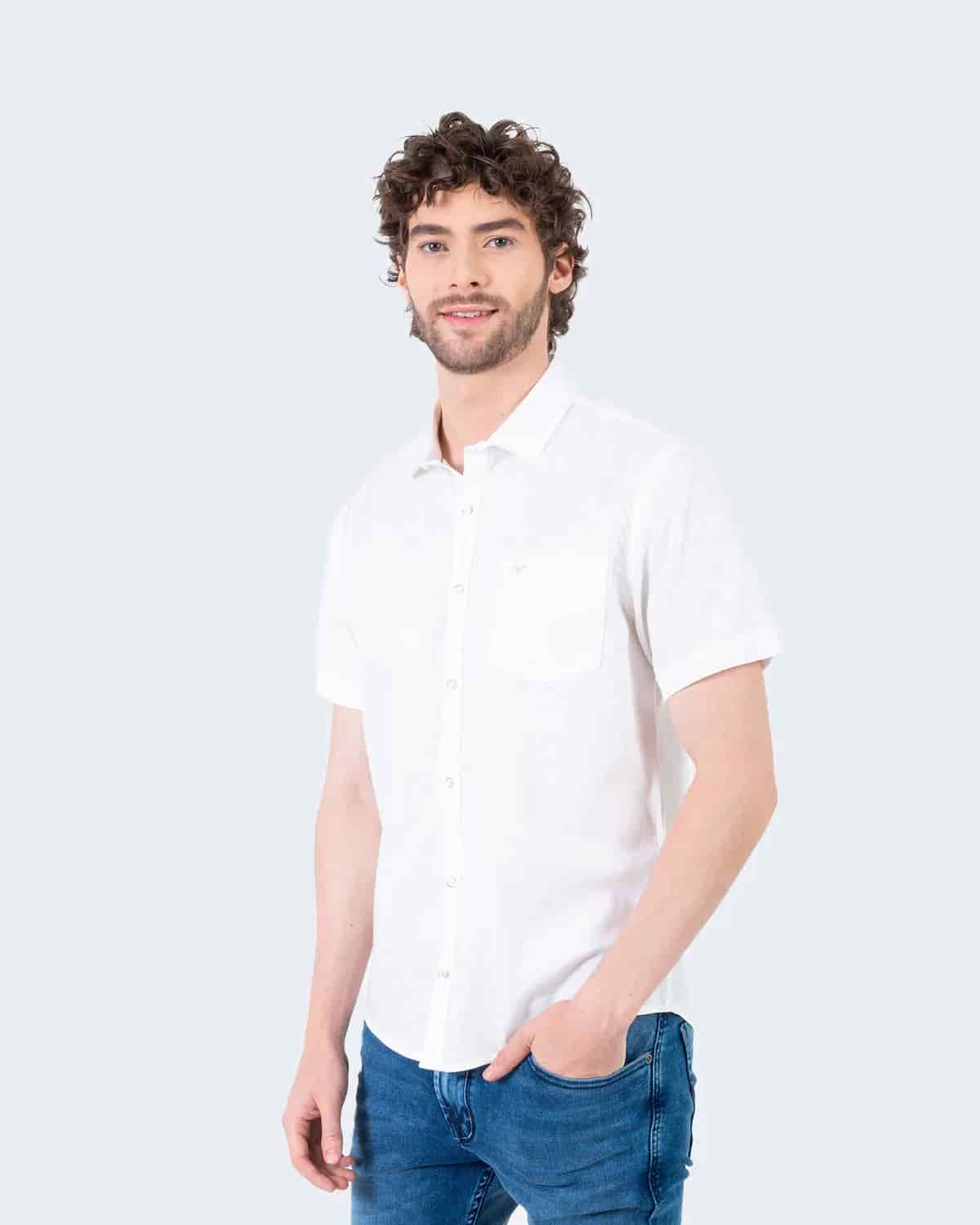 Camisa blanca manga corta para hombre - miniatura 90