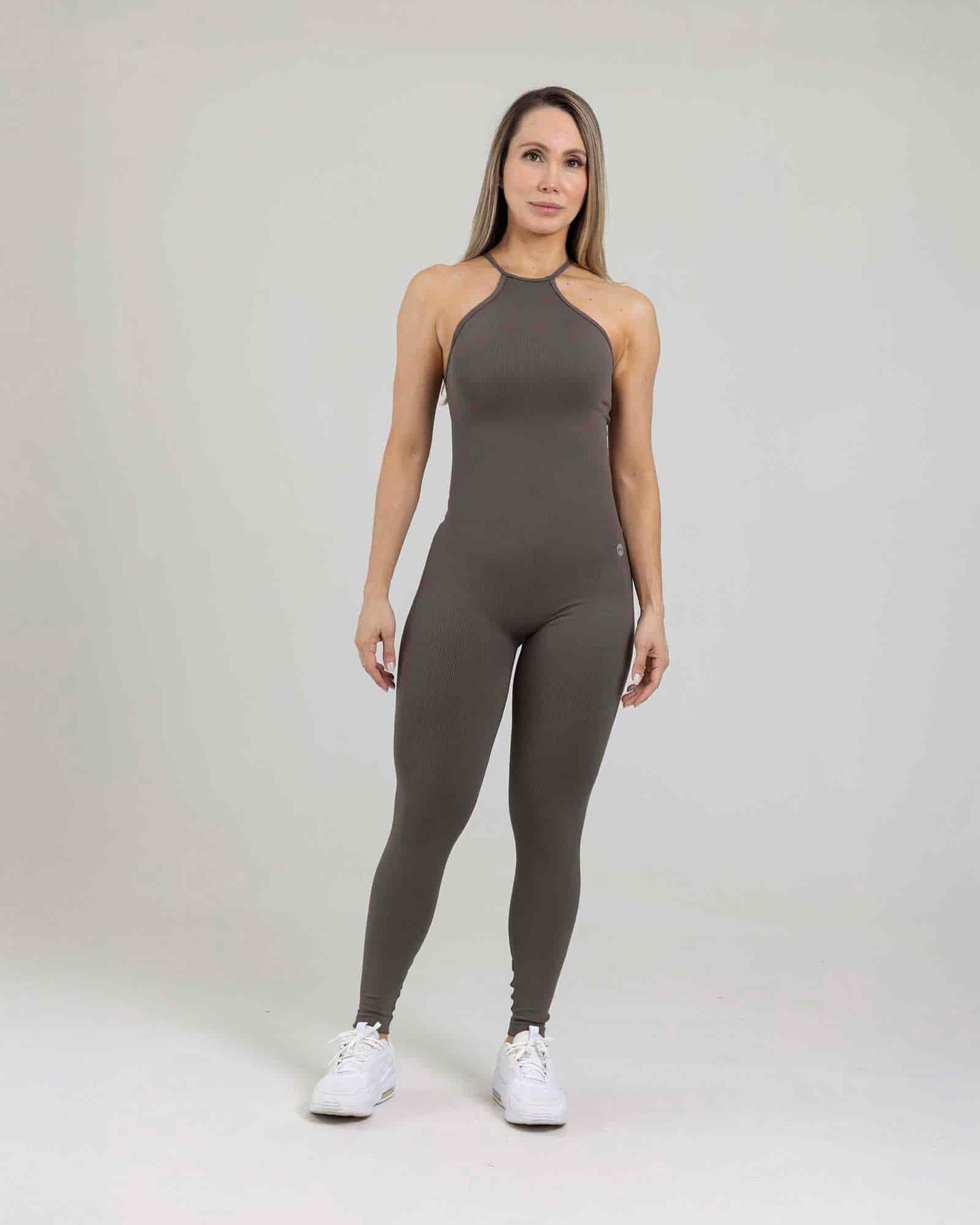 Enterizo largo zipper seamless gris oscuro tropi FIBER - miniatura 1
