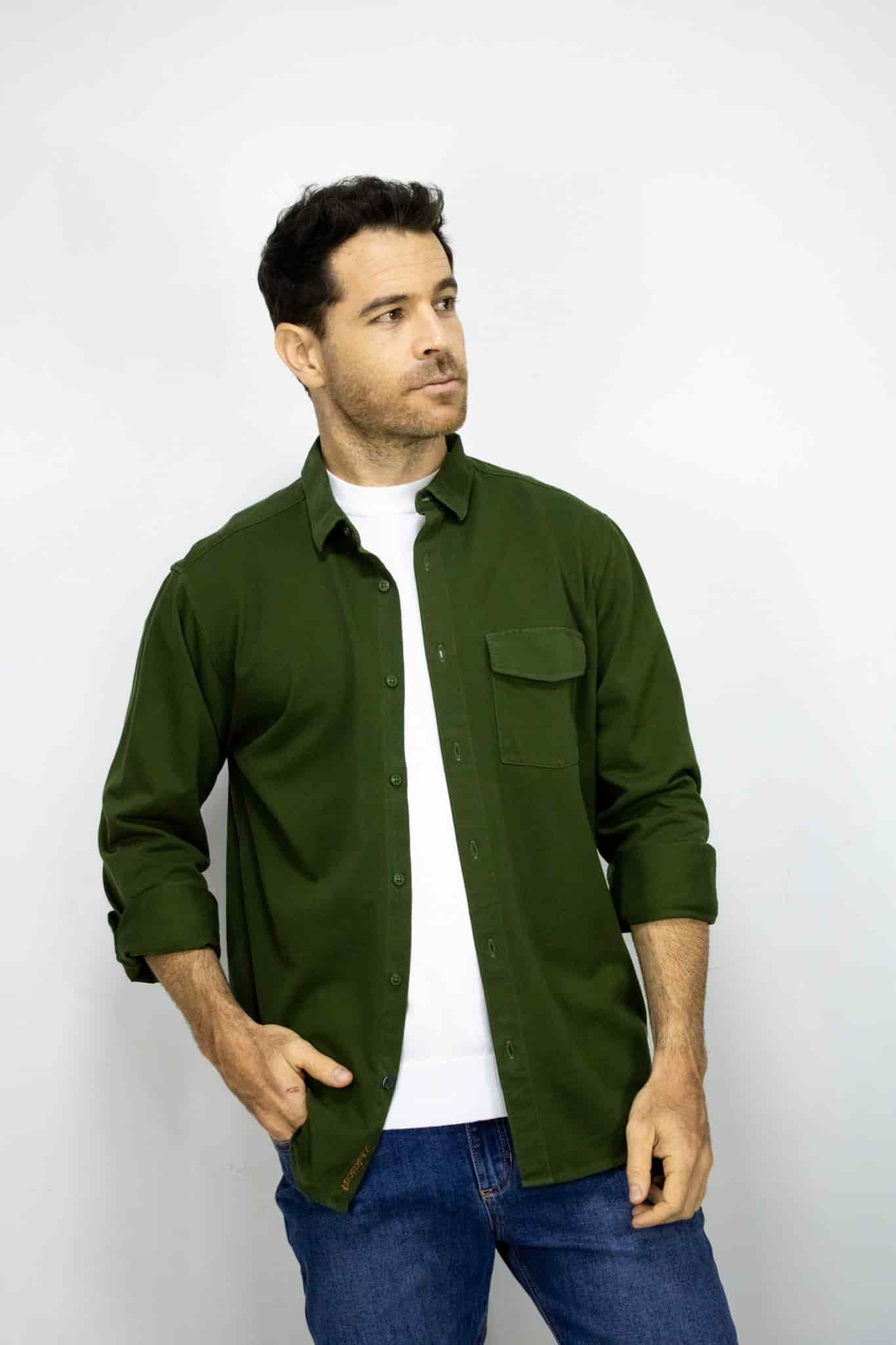 SOBRECAMISA  MANGA LARGA VERDE PARA HOMBRE - miniatura 1