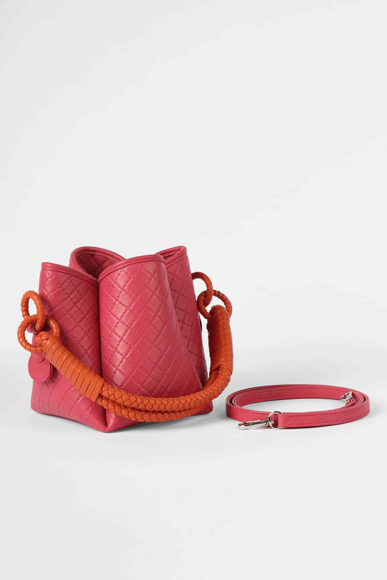 Tulip Mini Bucket Bag, Pink & Orange. - miniatura 4