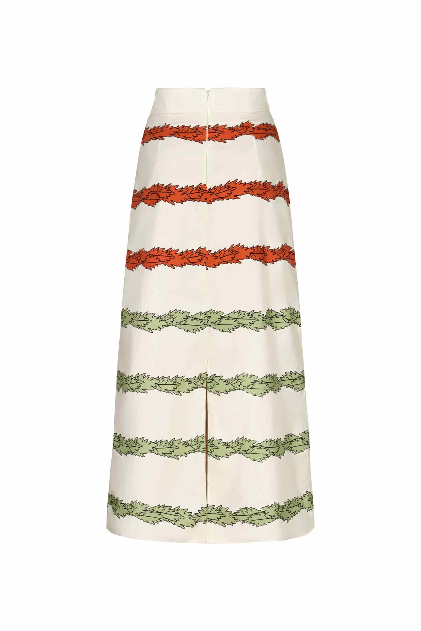 El Carmen Embroidered Cotton Midi Skirt / Ivory Striped Helechos - miniatura 3