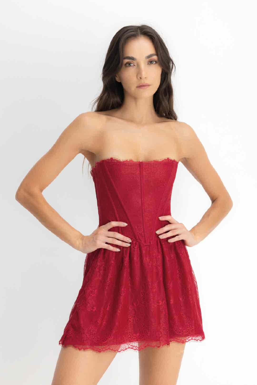 VESTIDO PEDRINA ROJO CHERRY - miniatura 5