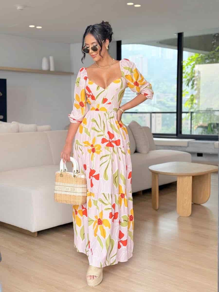 Vestido  Genne (beige - verde) - miniatura 1