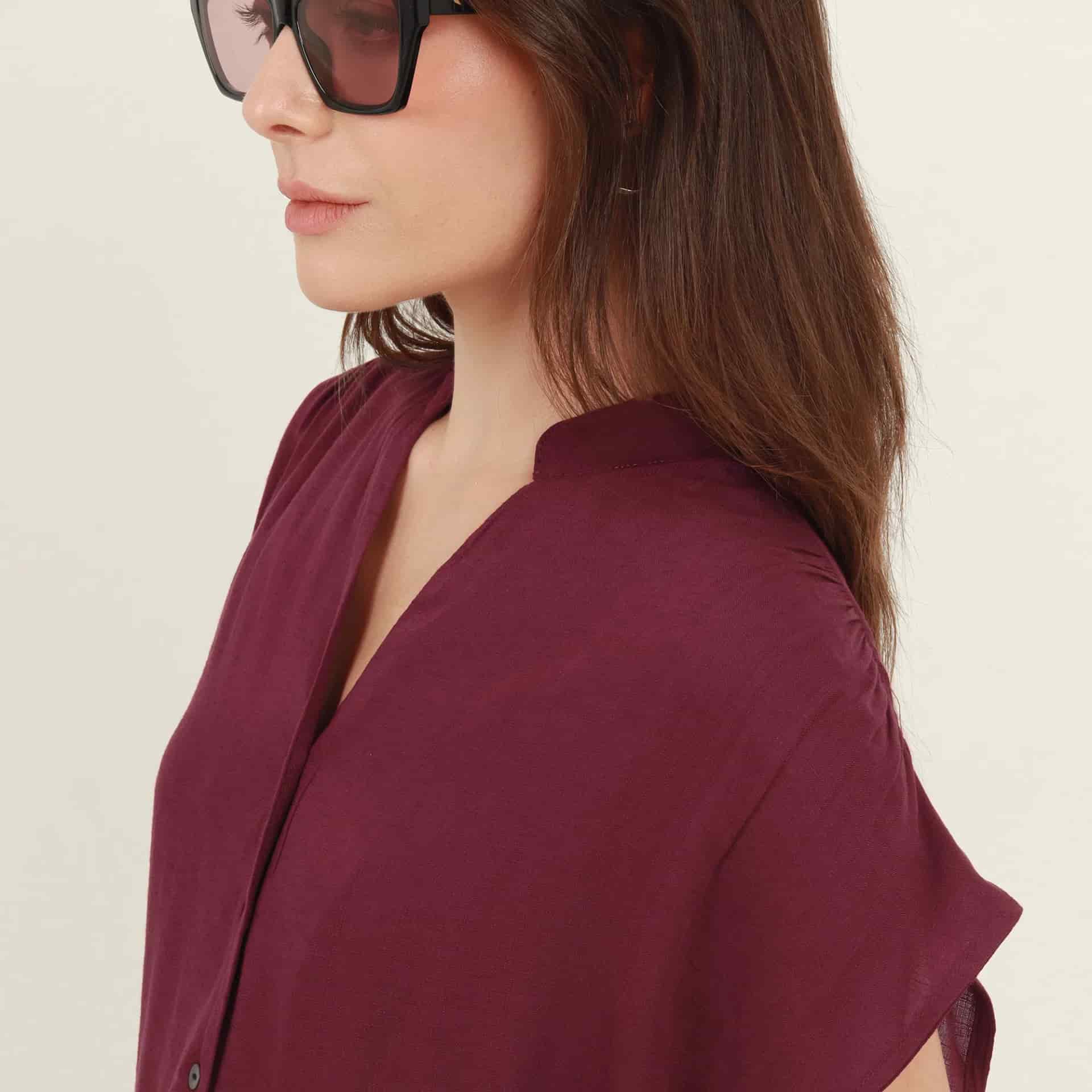 Blusa abierta cuello nerú manga sisa rodada - miniatura 5