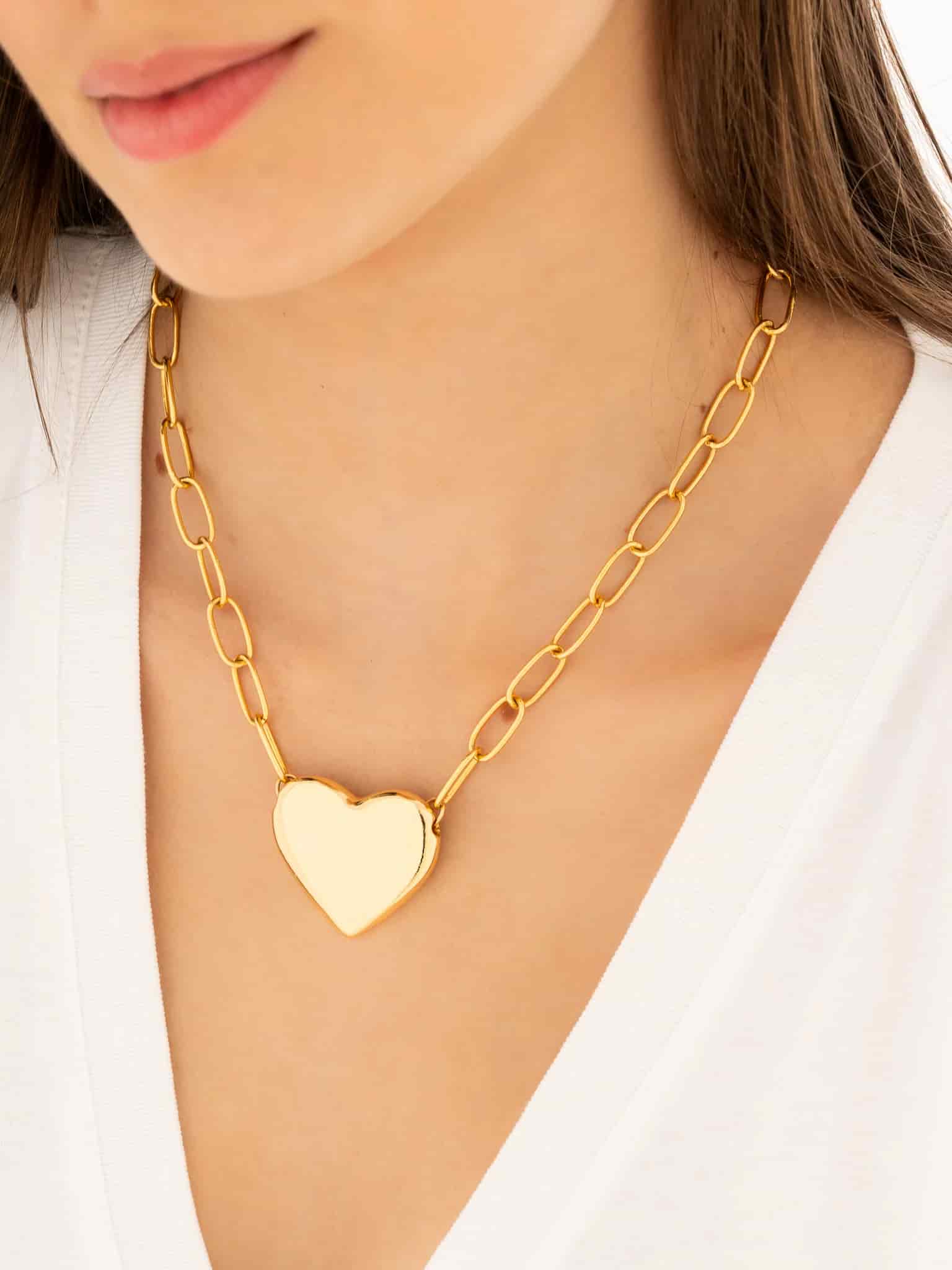 Set Collar Bold + Aretes Corazón - miniatura 2