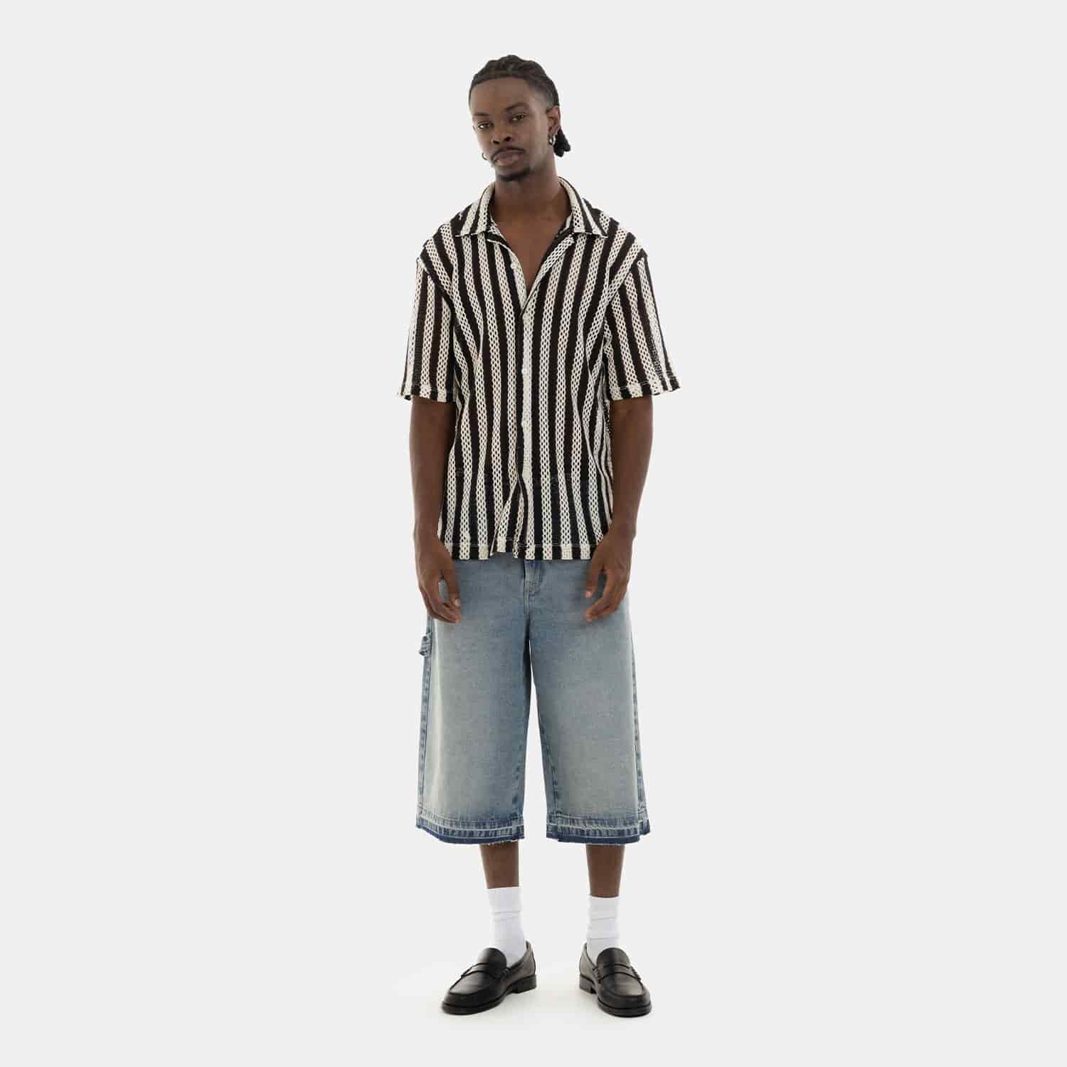 Mesh Striped Shirt Black - miniatura 7