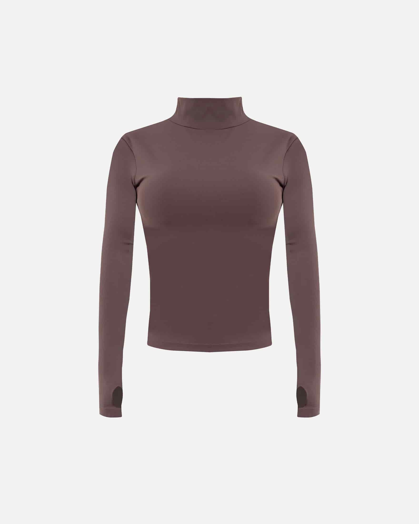 W Basics Ultra Slim Fit Tall Neck Long Sleeve Brown - miniatura 1