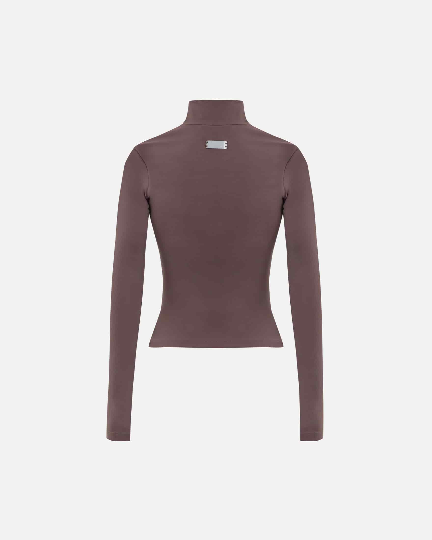 W Basics Ultra Slim Fit Tall Neck Long Sleeve Brown - miniatura 4