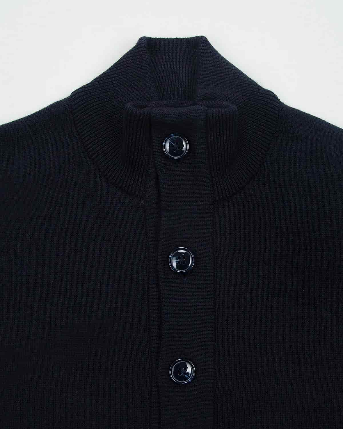 Chaqueta Punto Botón Algodón Azul Oscuro - miniatura 2